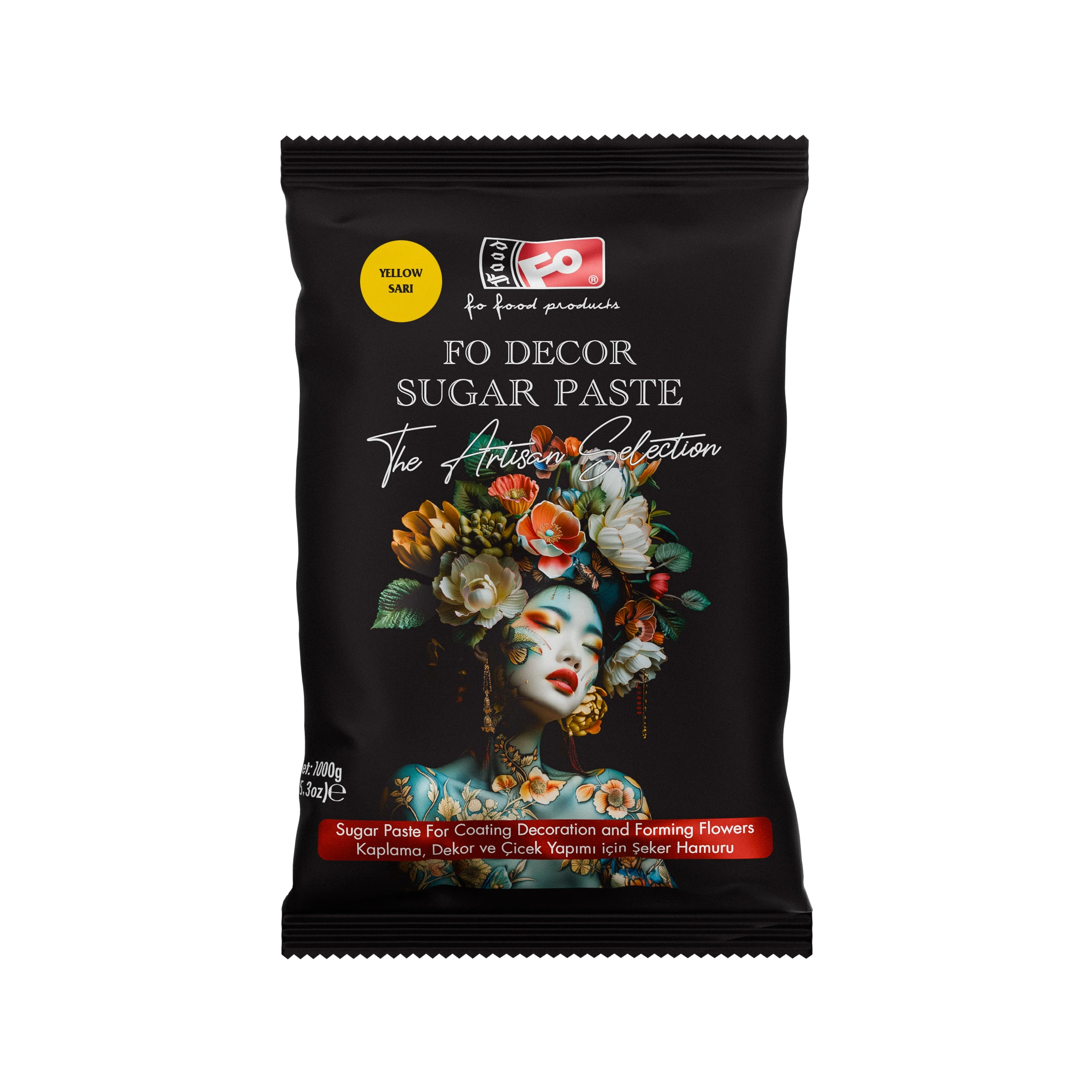 Sarı Fodekor Kaplama, Dekor ve Çiçek Yapımı için Şeker Hamuru 1 kg