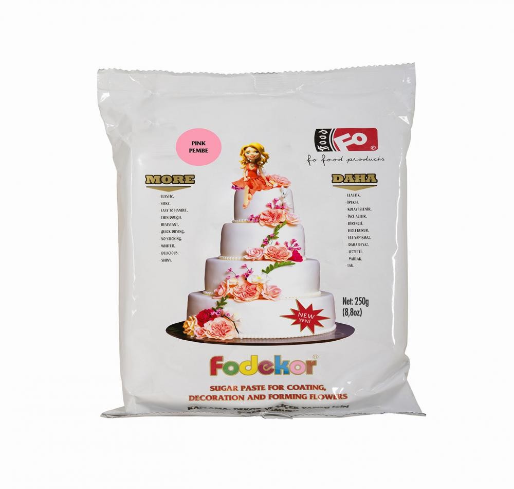 Pembe Fodekor Kaplama, Dekor ve Çiçek Yapımı için Şeker Hamuru 250 gr