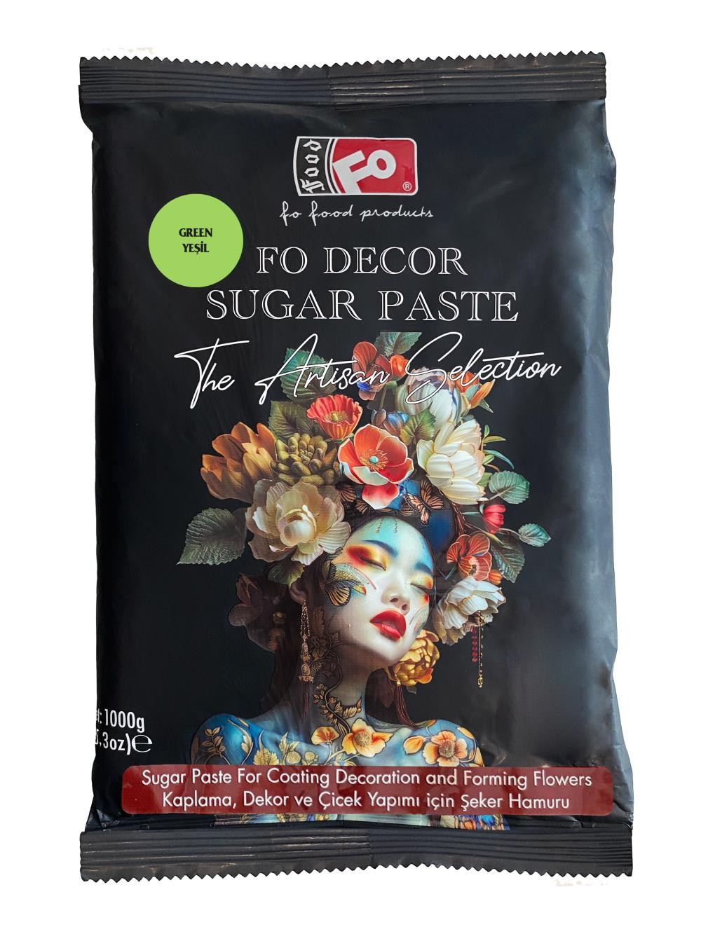 Yeşil Fodekor Kaplama, Dekor ve Çiçek Yapımı için Şeker Hamuru 1 kg