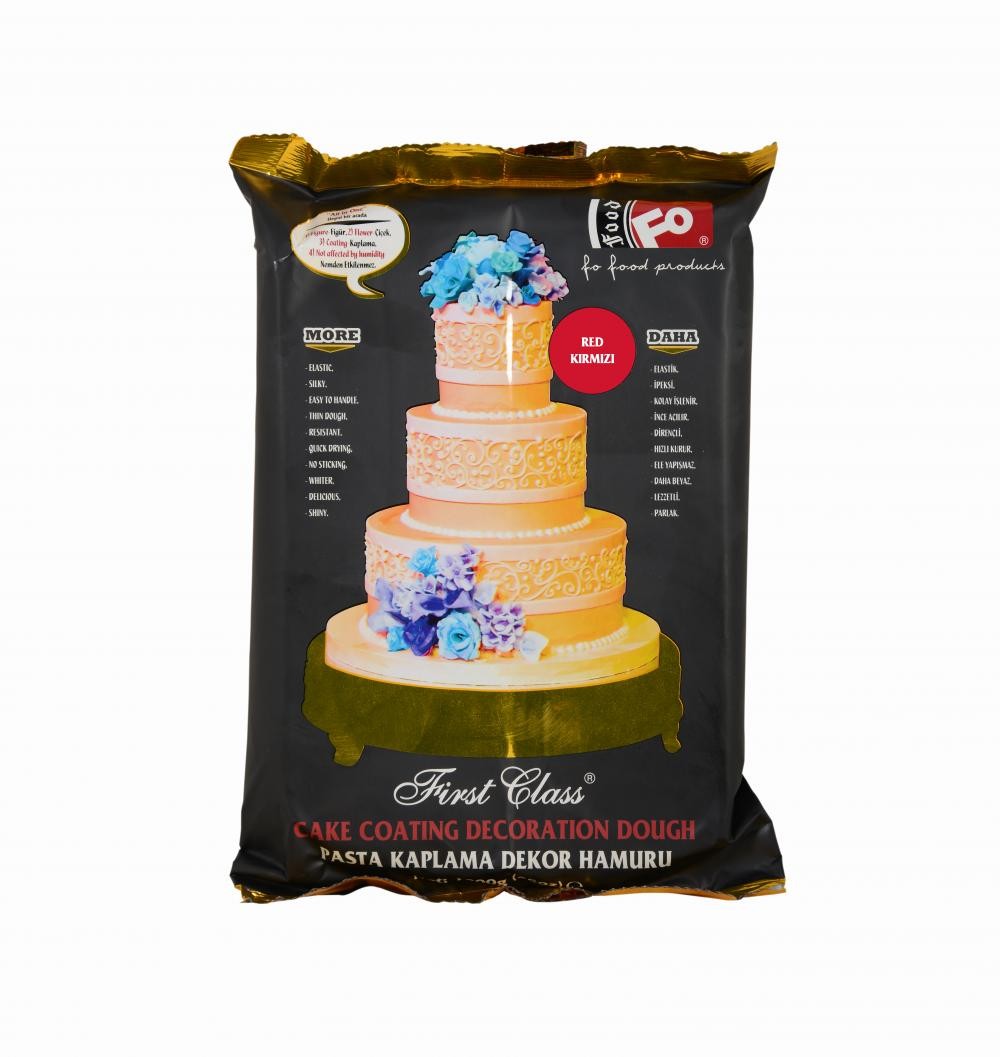 Kırmızı First Class Kaplama, Dekor ve Çiçek Yapımı için Şeker Hamuru 1 kg