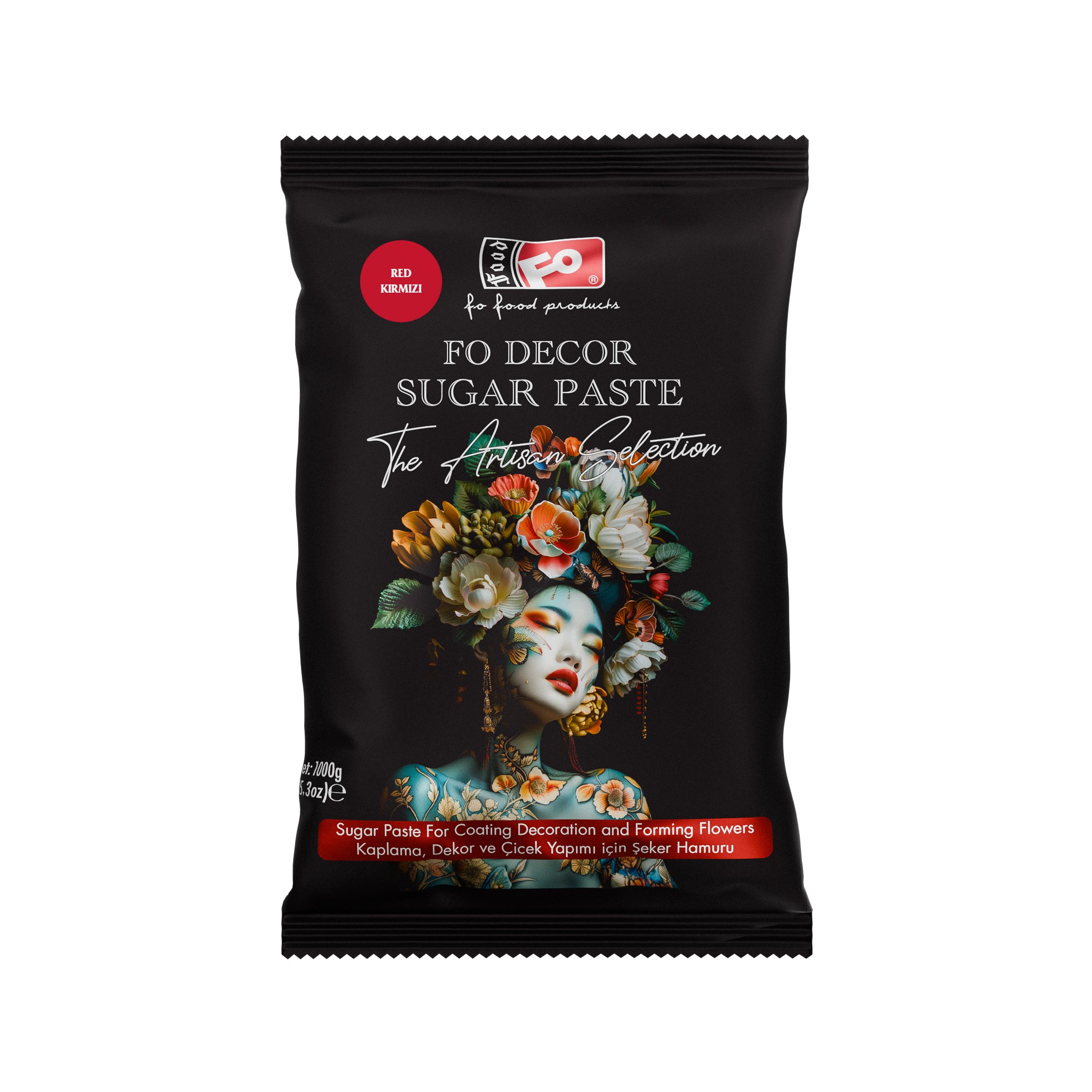 Kırmızı Fodekor Kaplama, Dekor ve Çiçek Yapımı için Şeker Hamuru 1 kg