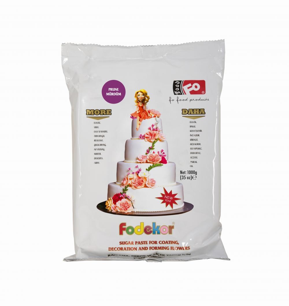 Mürdüm Fodekor Kaplama, Dekor ve Çiçek Yapımı için Şeker Hamuru - 1 kg