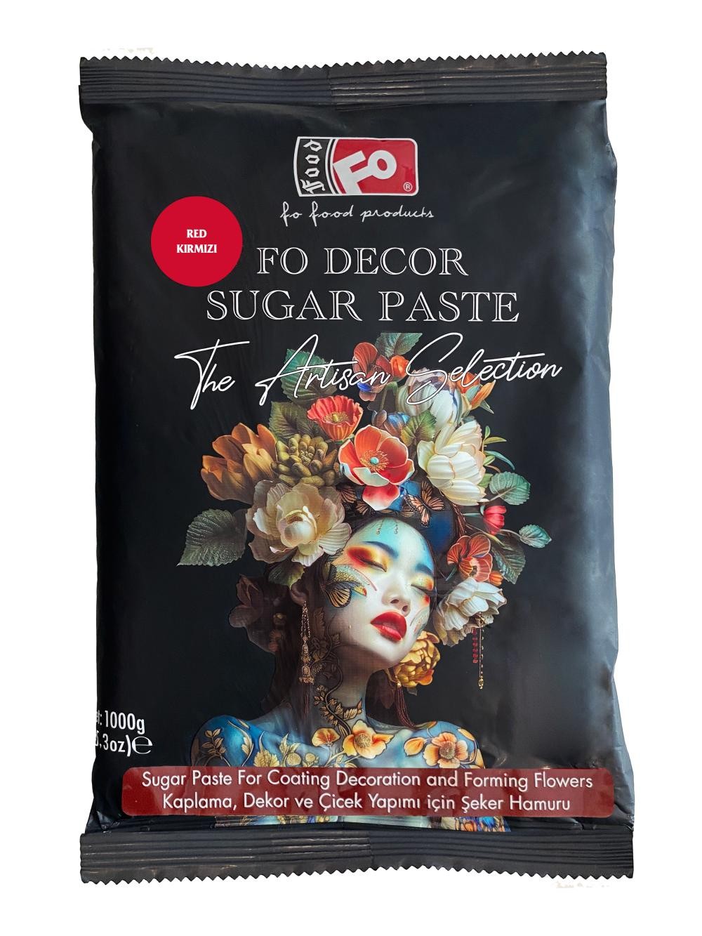 Kırmızı Fodekor Kaplama, Dekor ve Çiçek Yapımı için Şeker Hamuru 1 kg