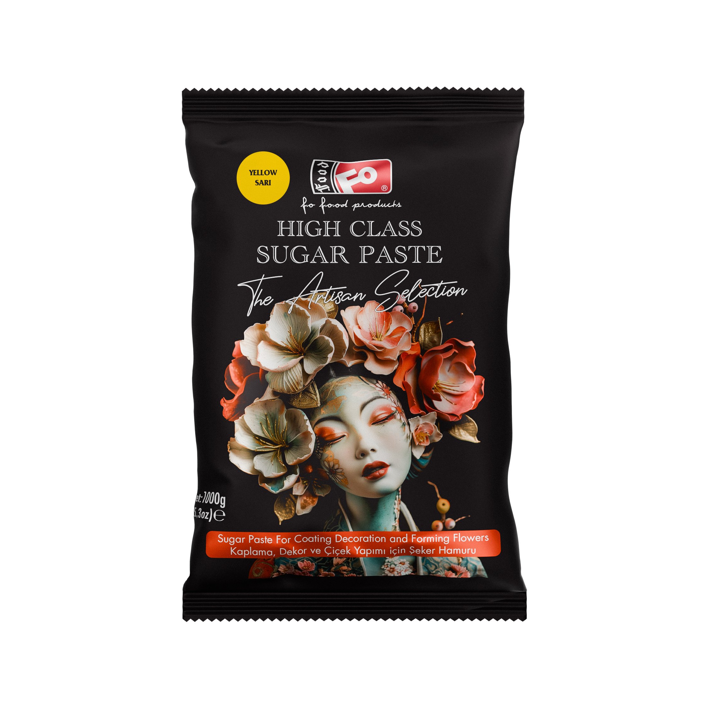 Sarı High Class Kaplama, Dekor ve Çiçek Yapımı için Şeker Hamuru 1 kg