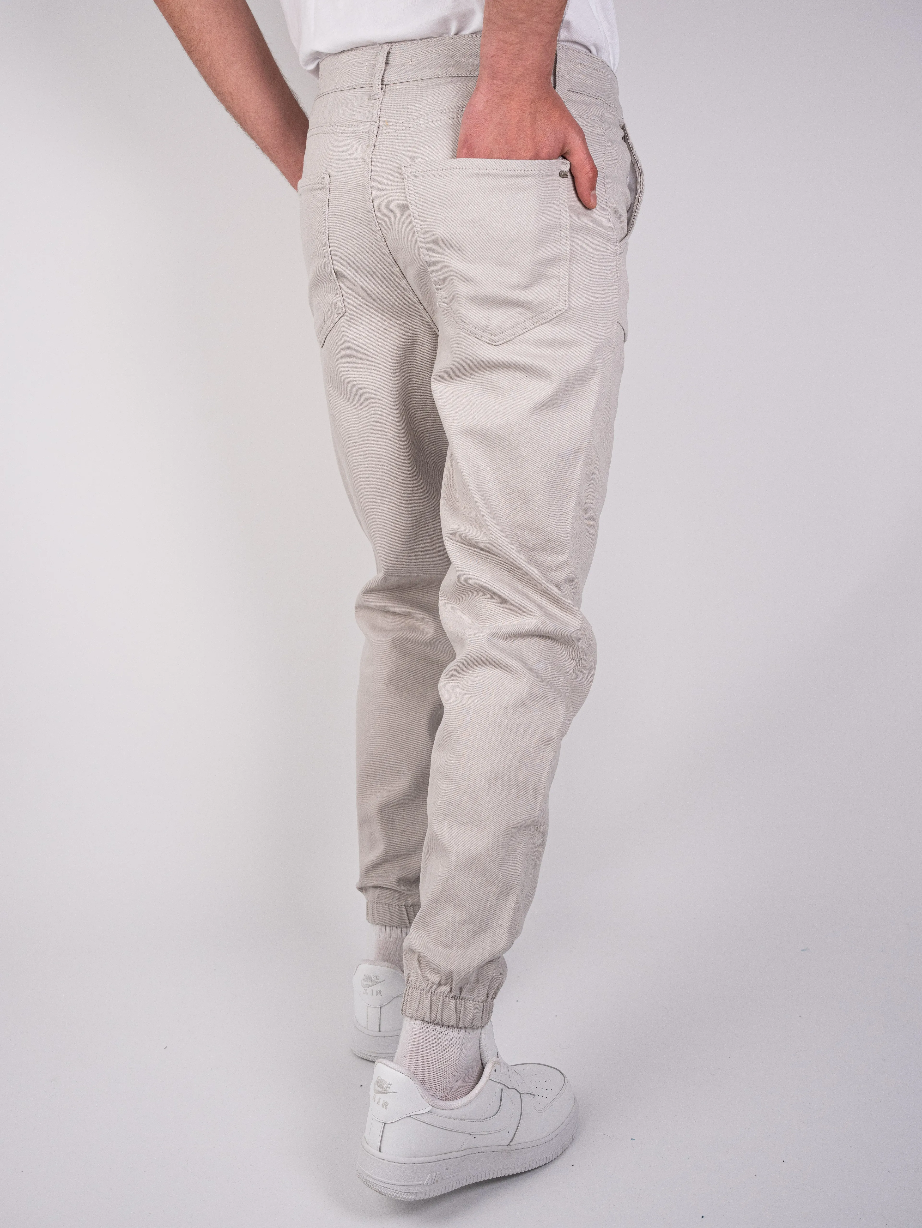 Krem Boyfriend Bileği Lastikli Jean