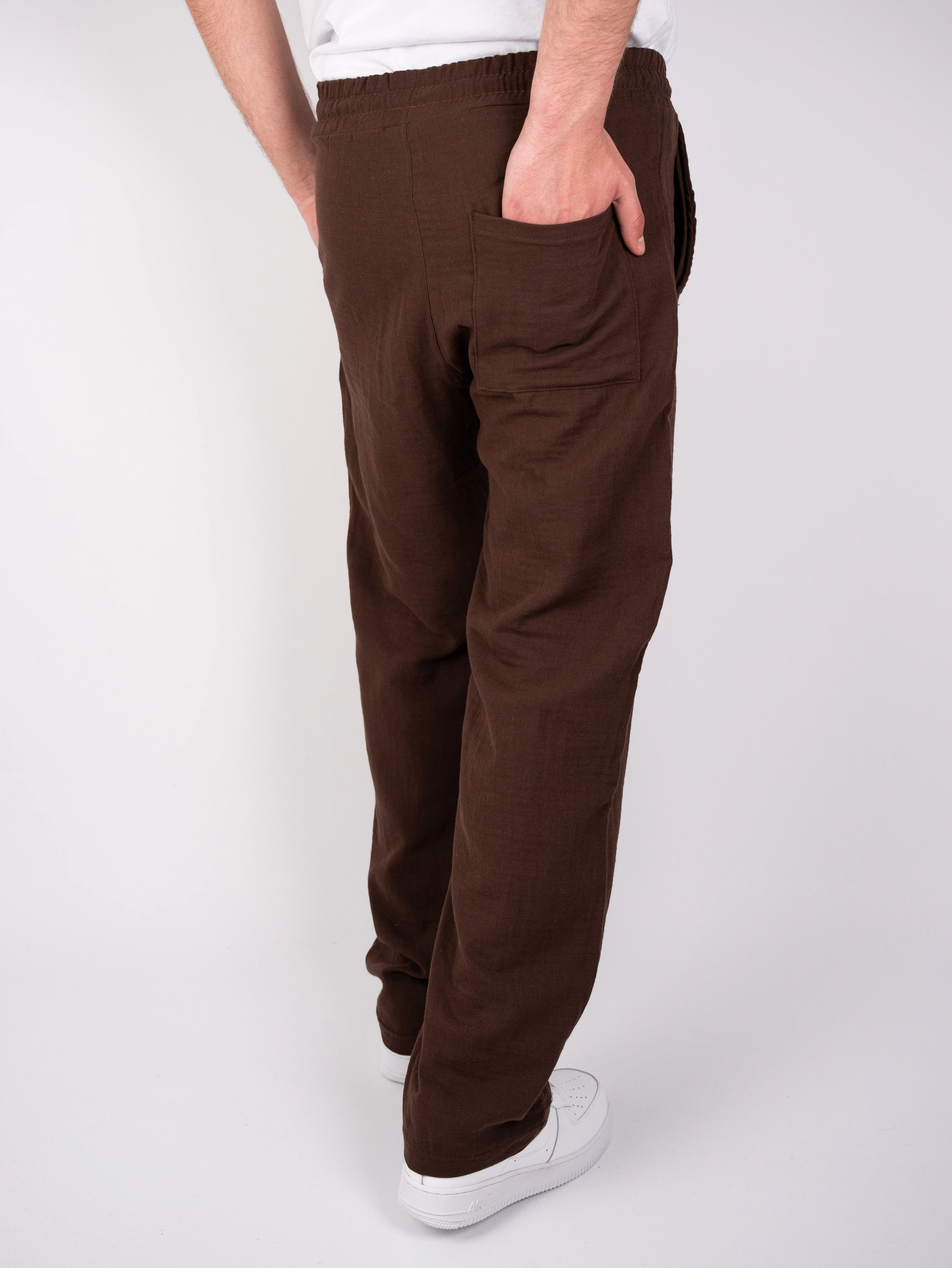 Müslin Kumaş Acı Kahve Pantolon