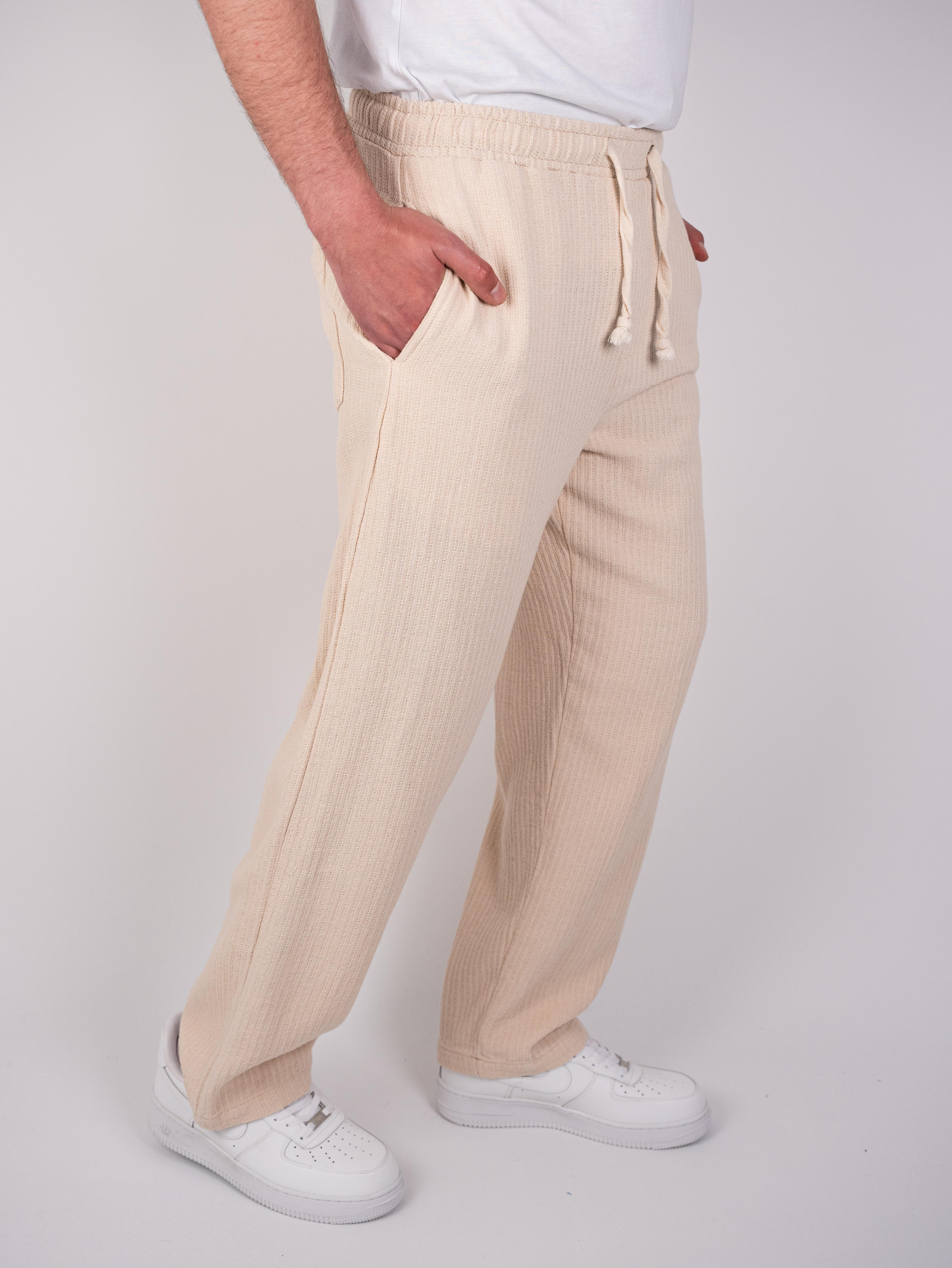 Örgü Krem Baggy Pantolon