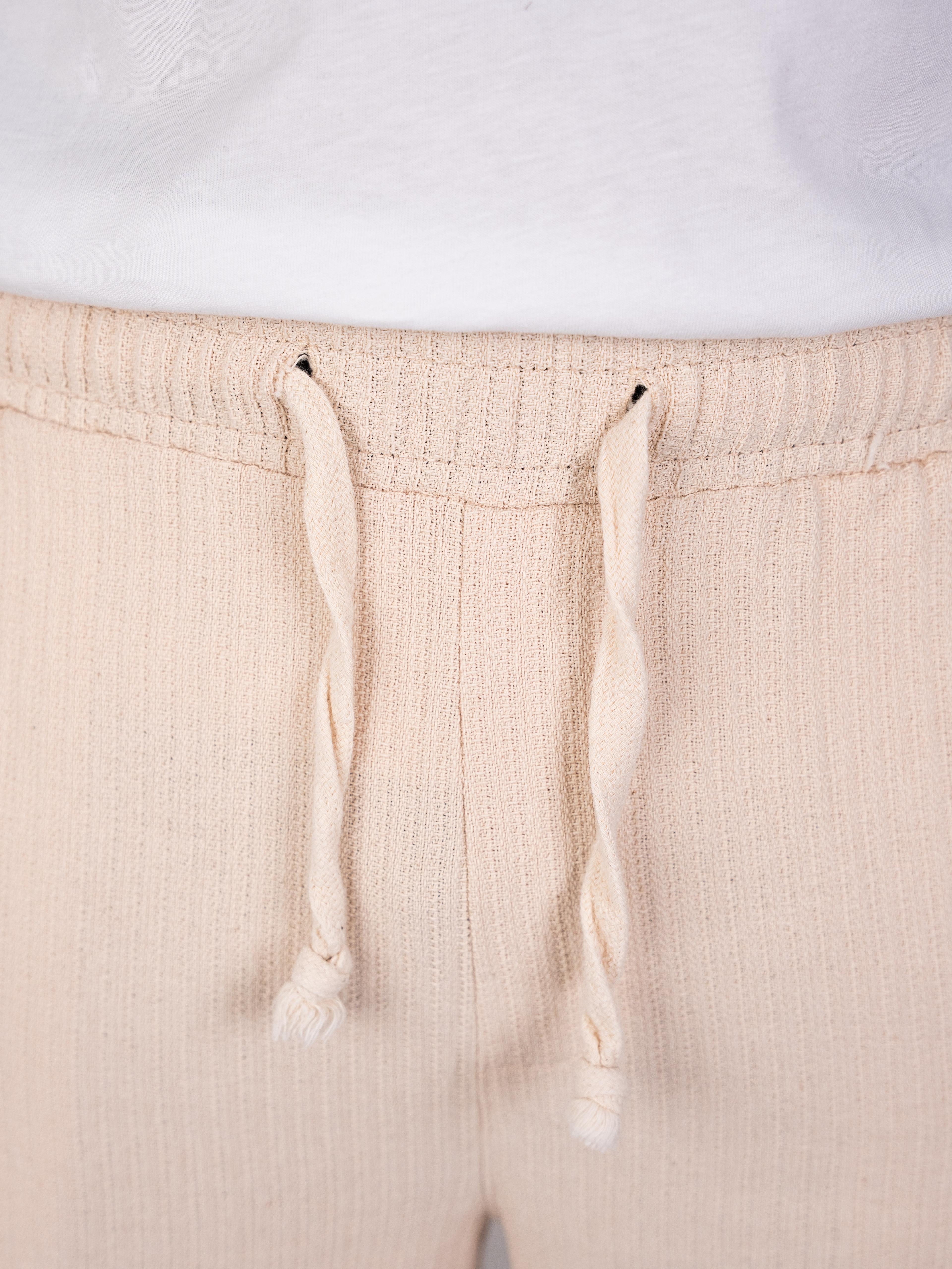 Örgü Krem Baggy Pantolon