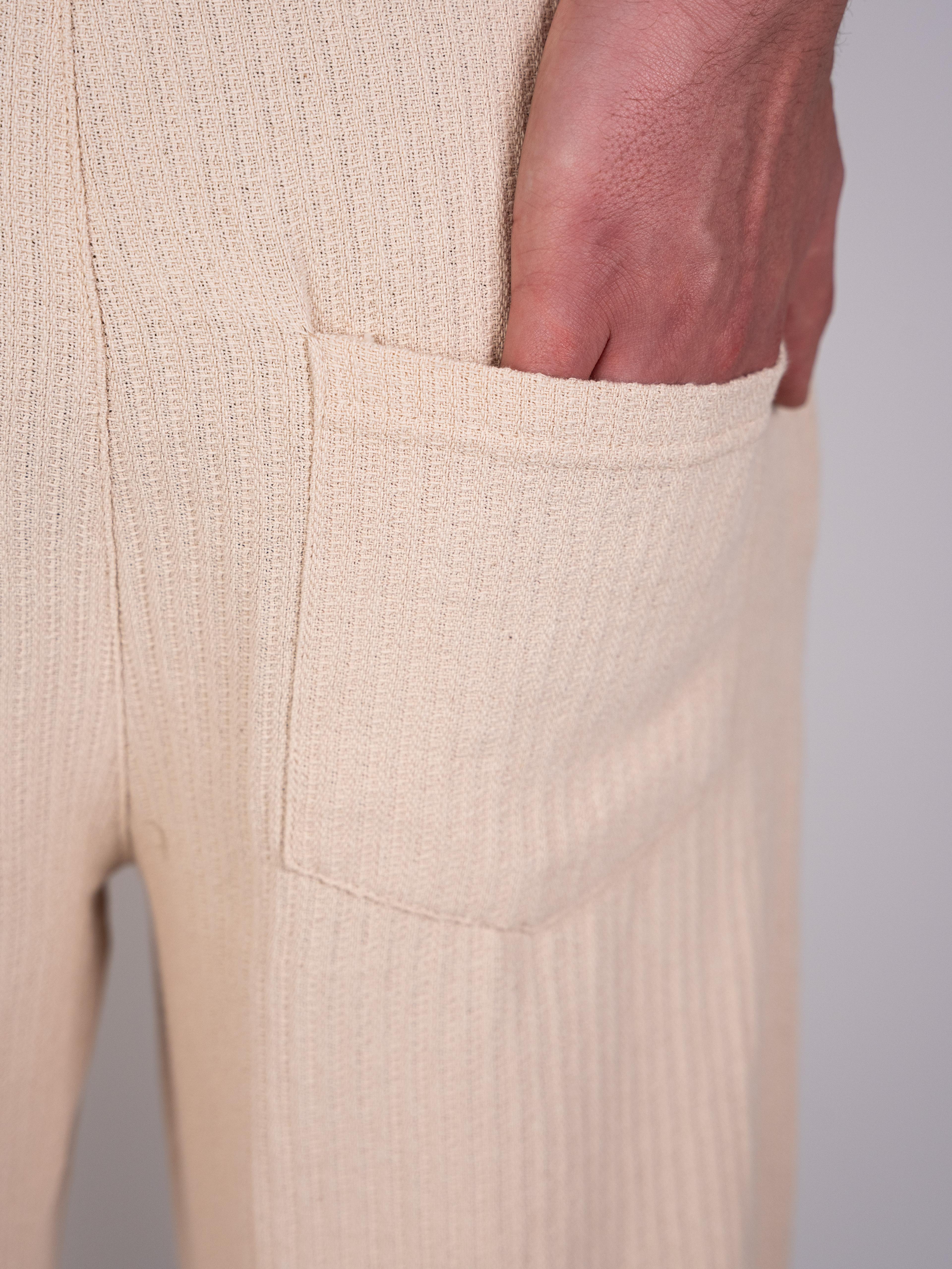 Örgü Krem Baggy Pantolon