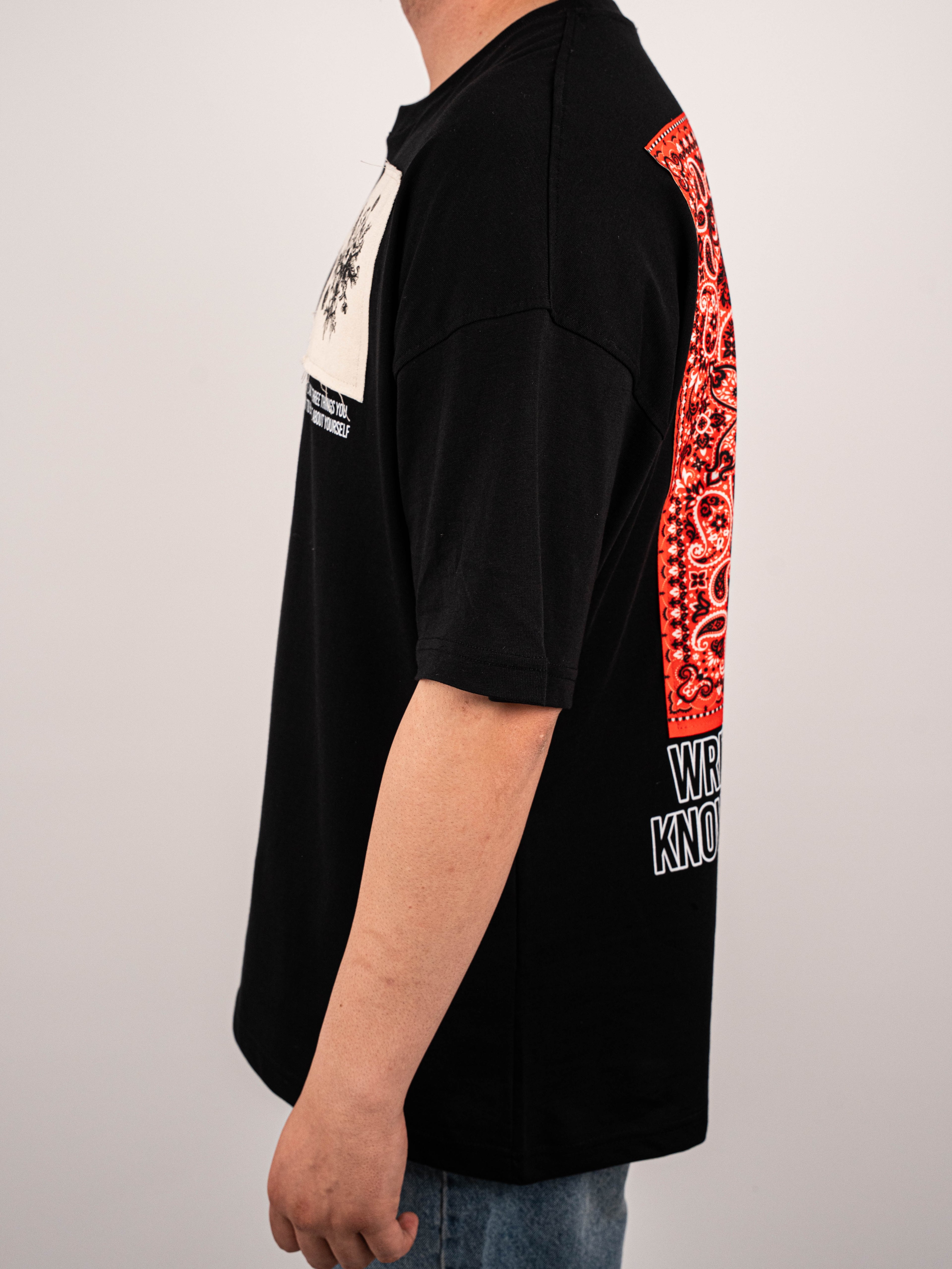 Patchli Siyah Oversize T- Shirt