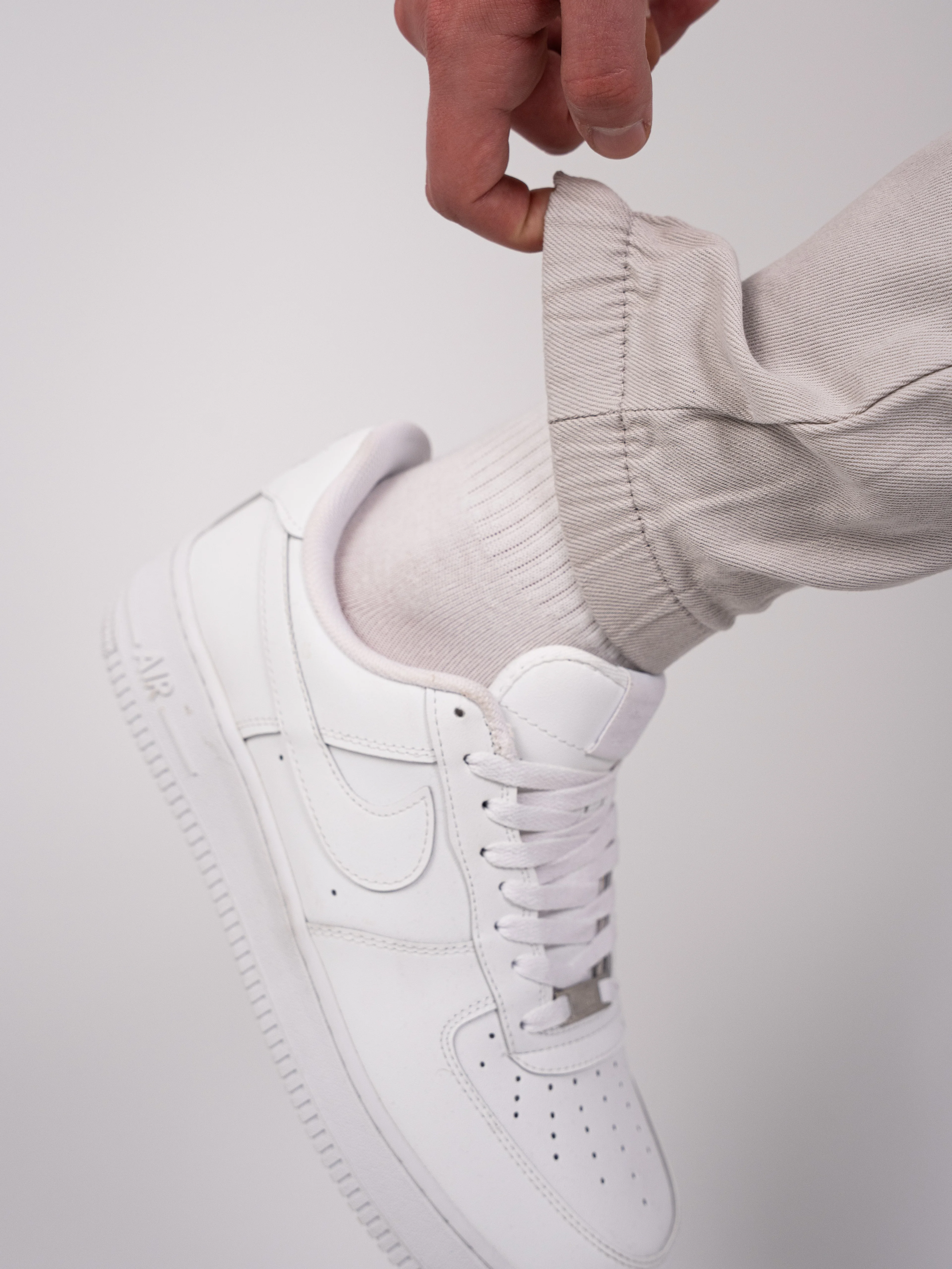 Krem Boyfriend Bileği Lastikli Jean