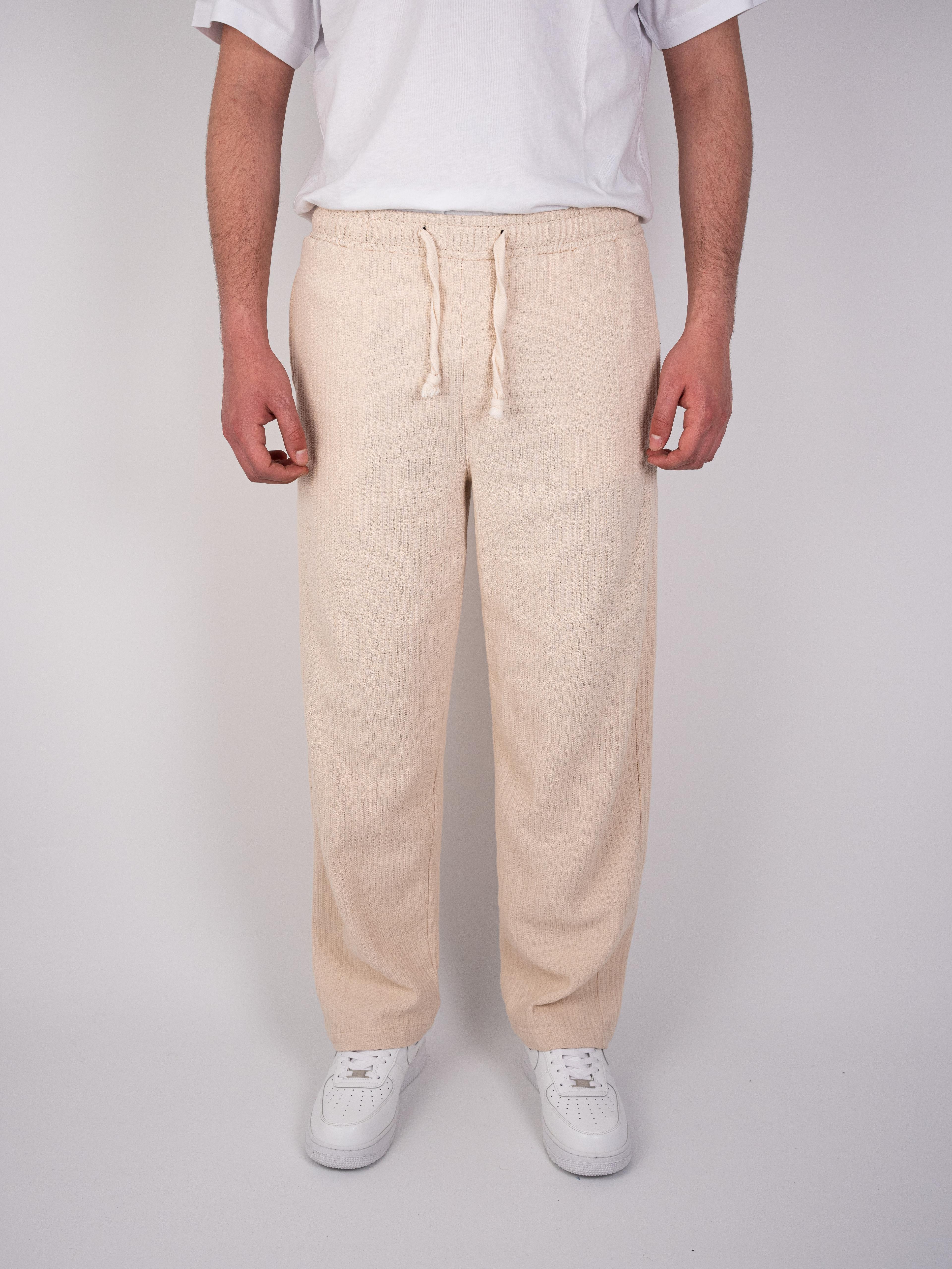 Örgü Krem Baggy Pantolon
