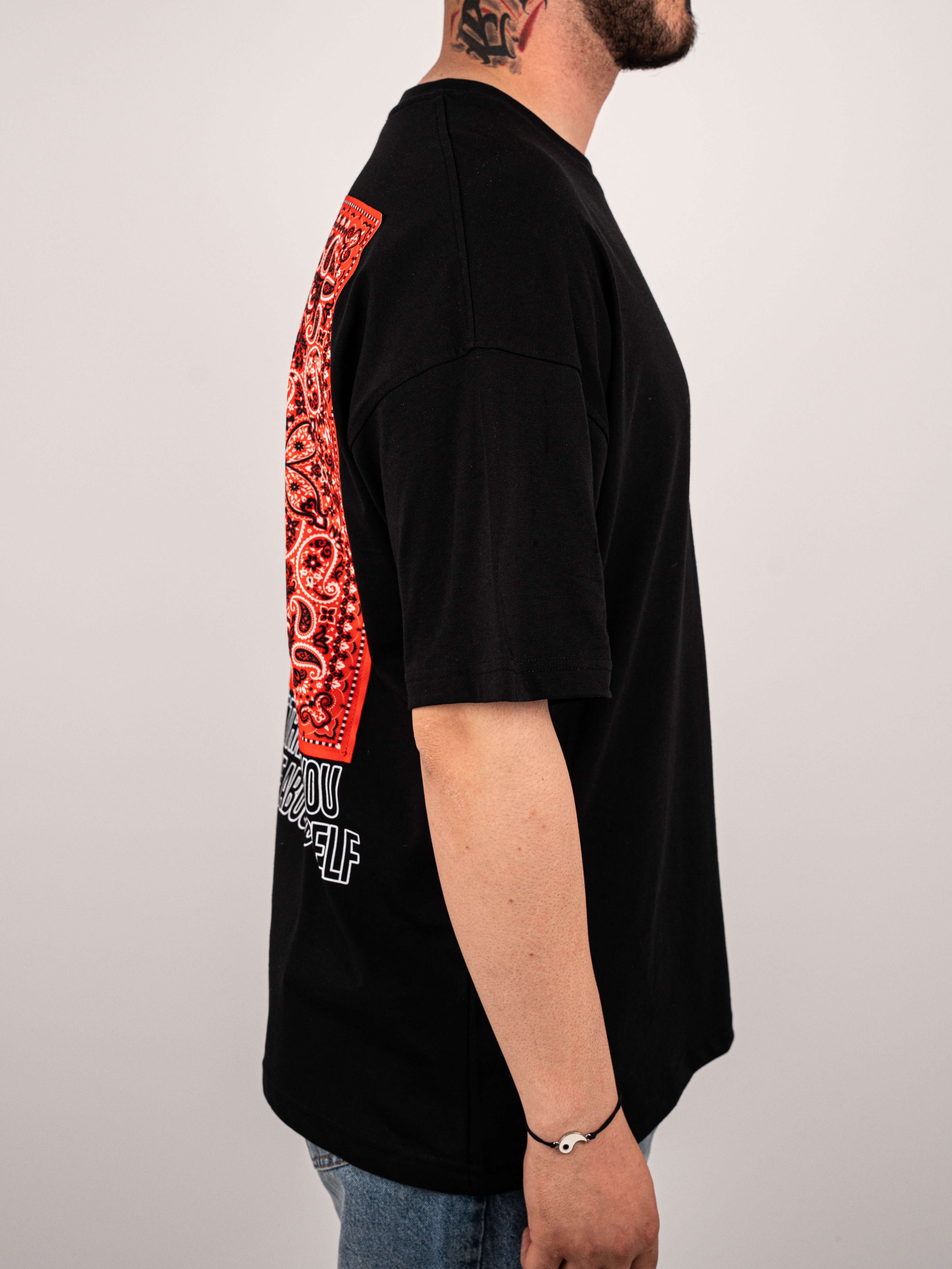 Patchli Siyah Oversize T- Shirt