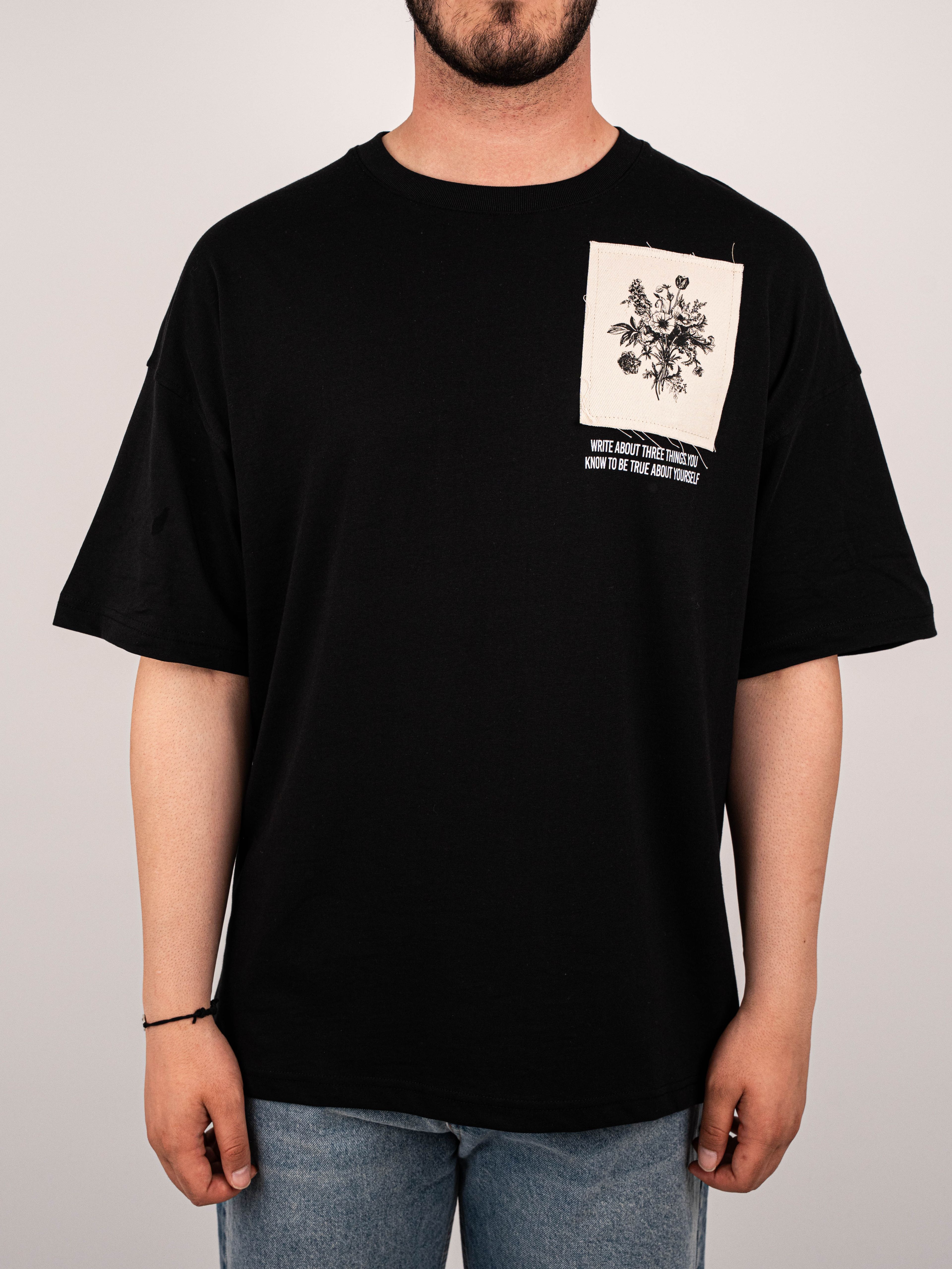 Patchli Siyah Oversize T- Shirt