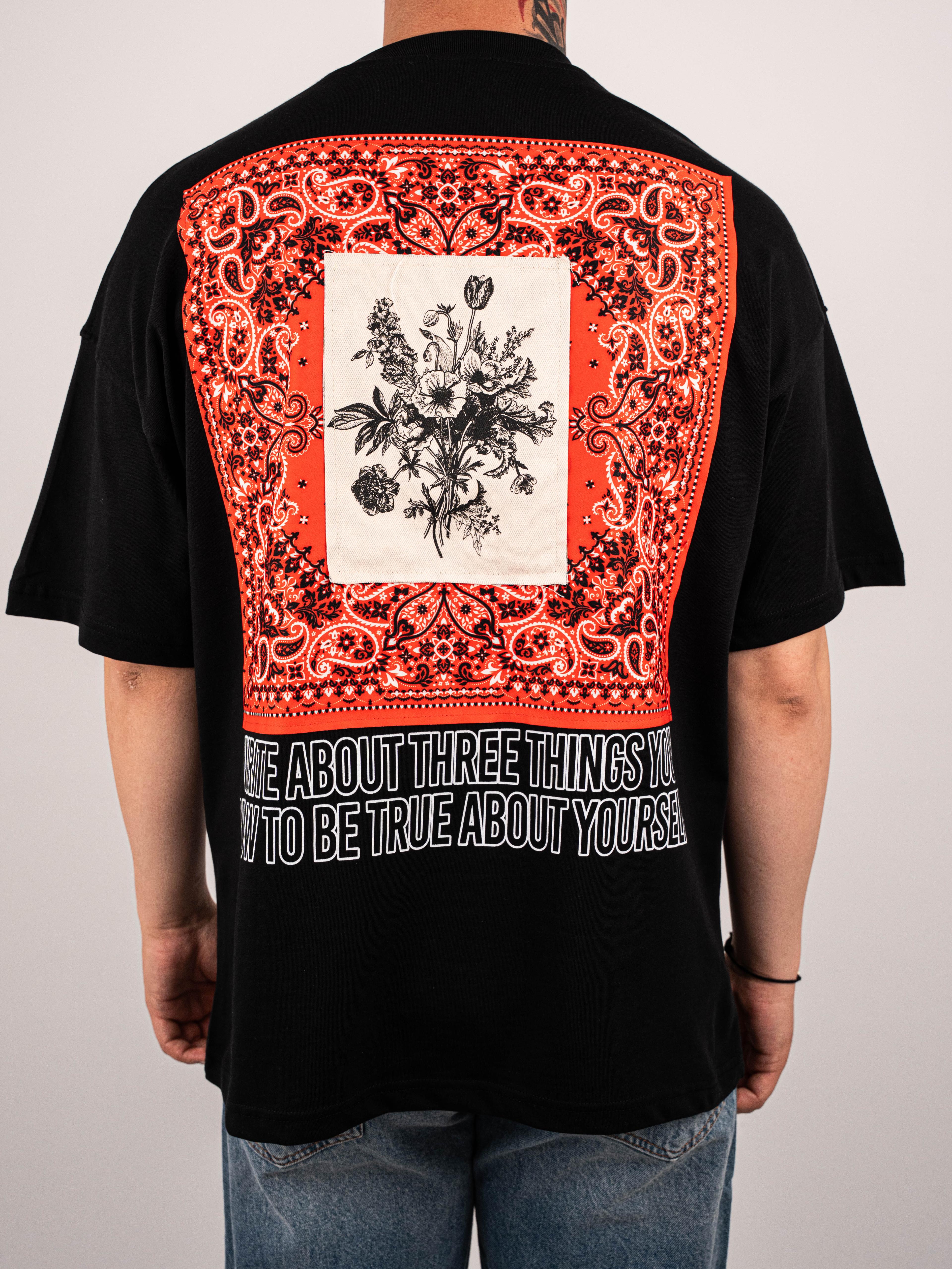 Patchli Siyah Oversize T- Shirt