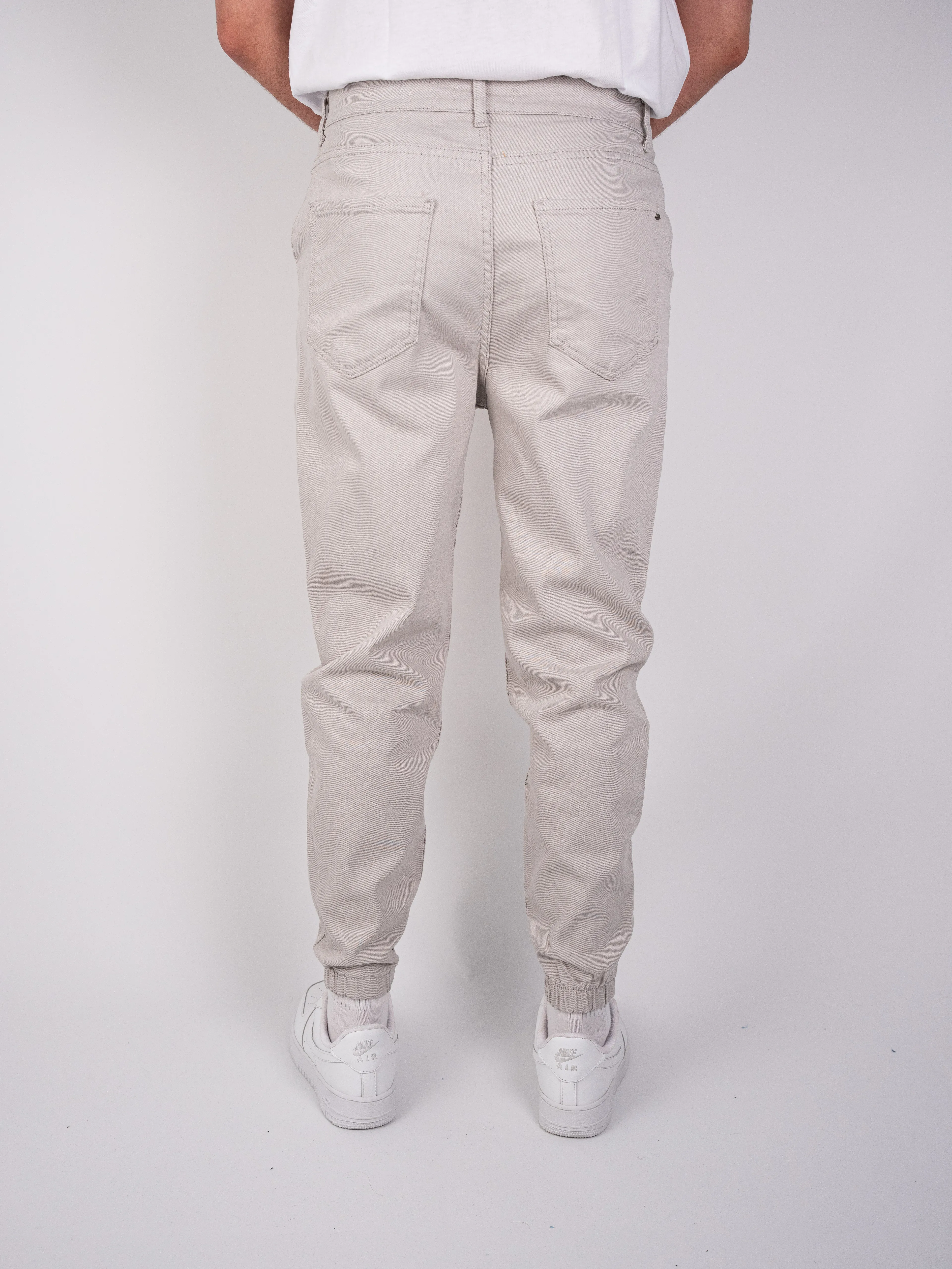 Krem Boyfriend Bileği Lastikli Jean