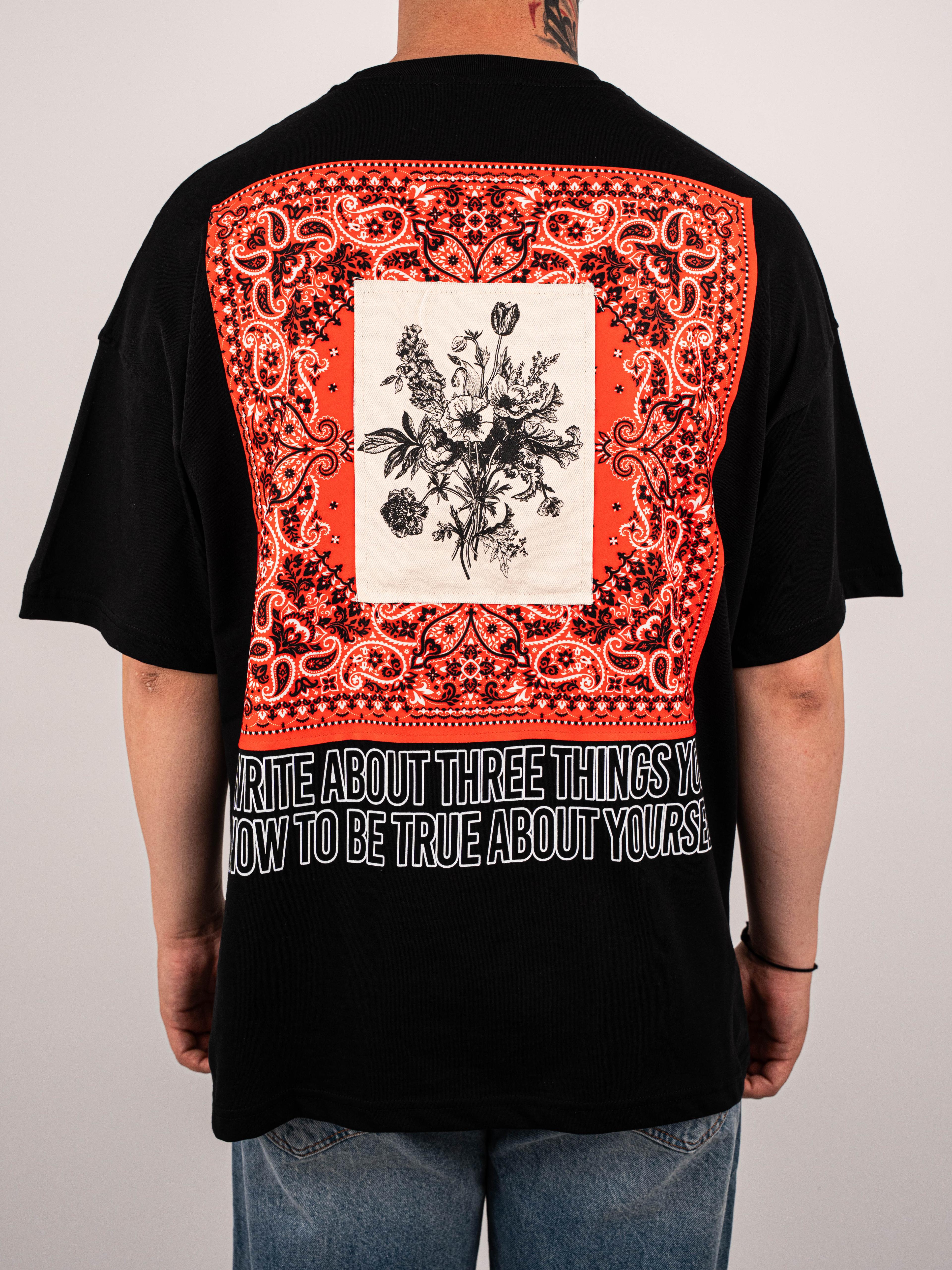 Patchli Siyah Oversize T- Shirt