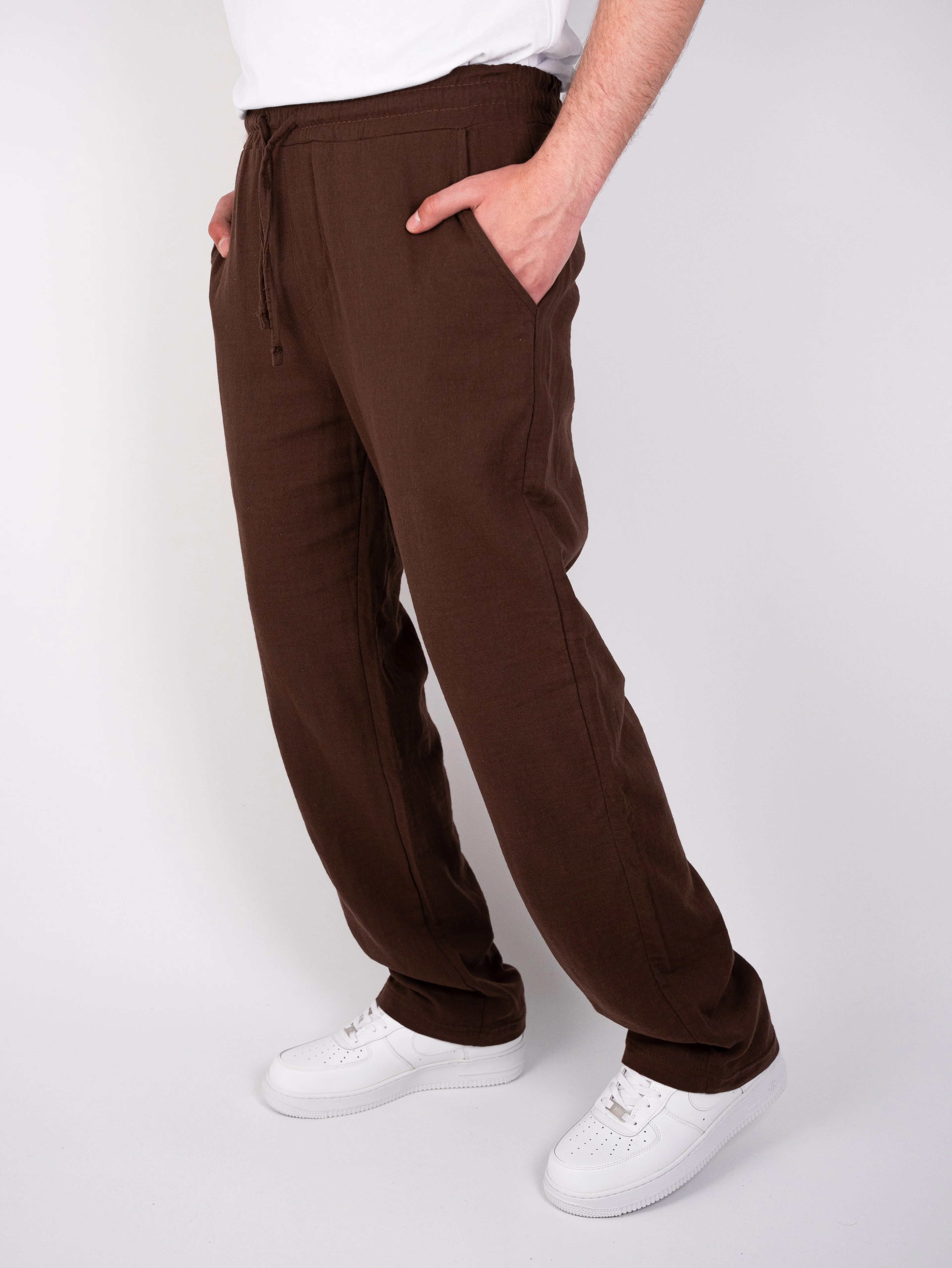 Müslin Kumaş Acı Kahve Pantolon