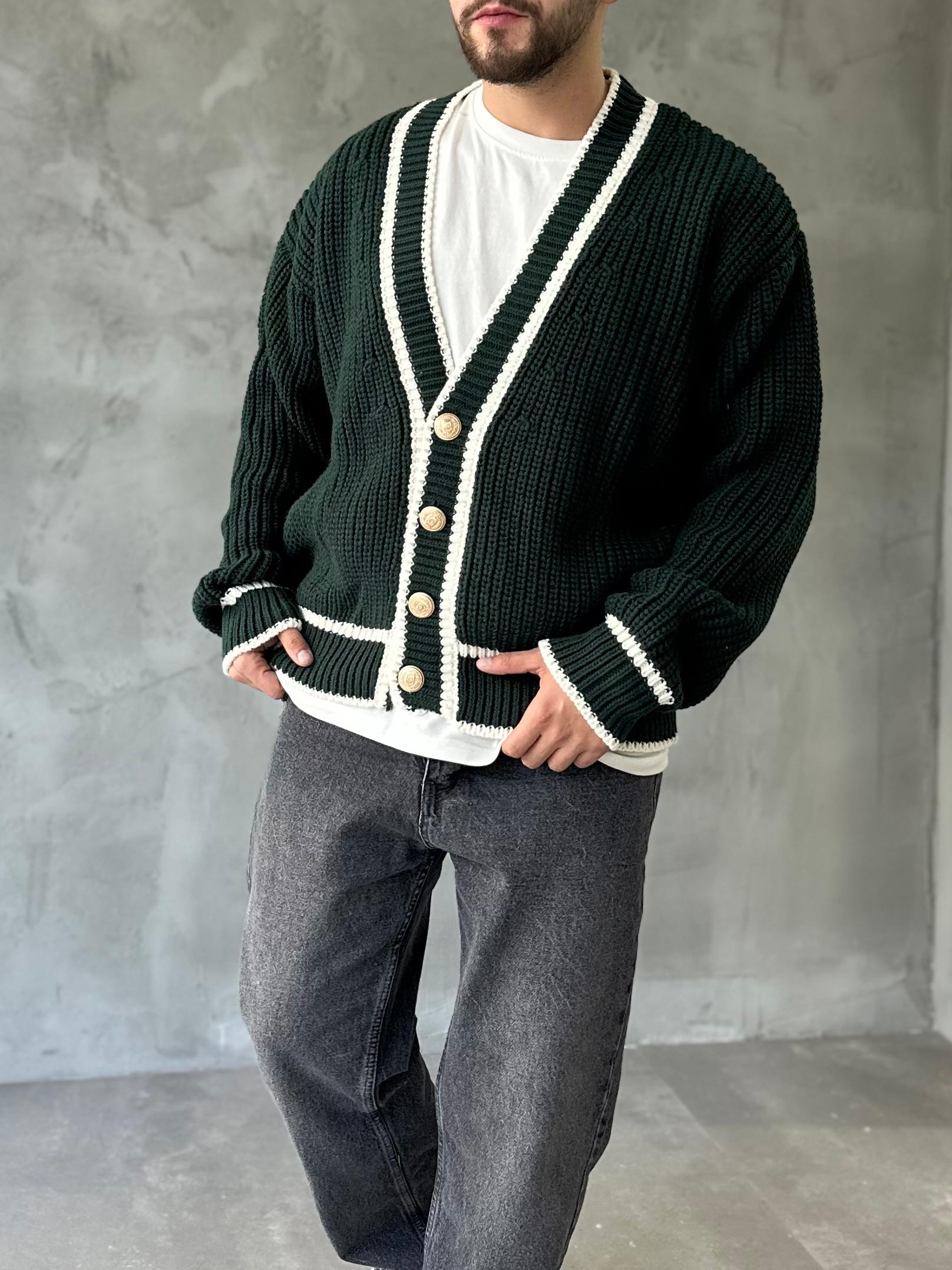 Giesto Özel Seri Old Money Haki Örme Hırka