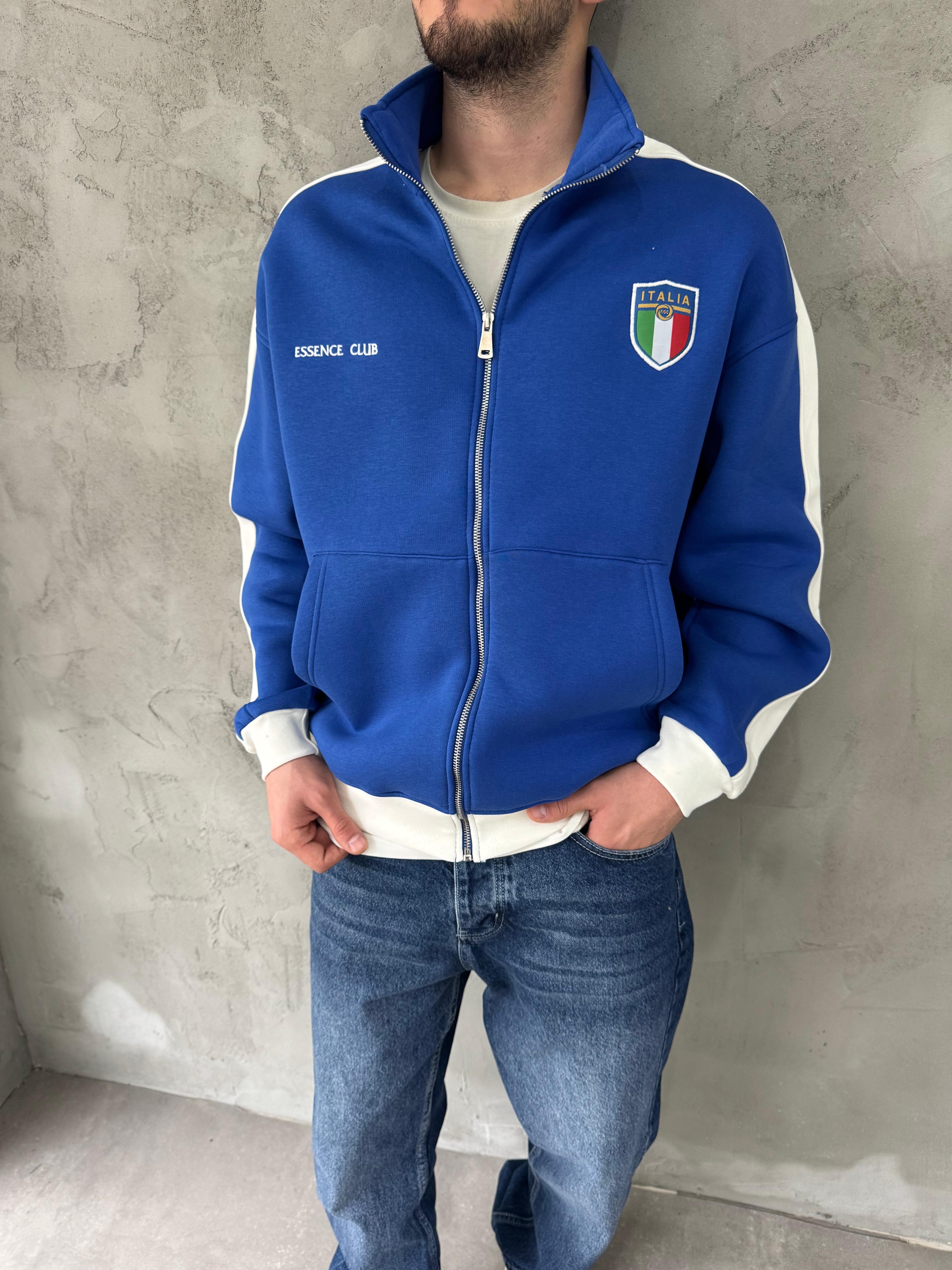 Retro İtalia Fermuarlı Oversize Sweatshirt