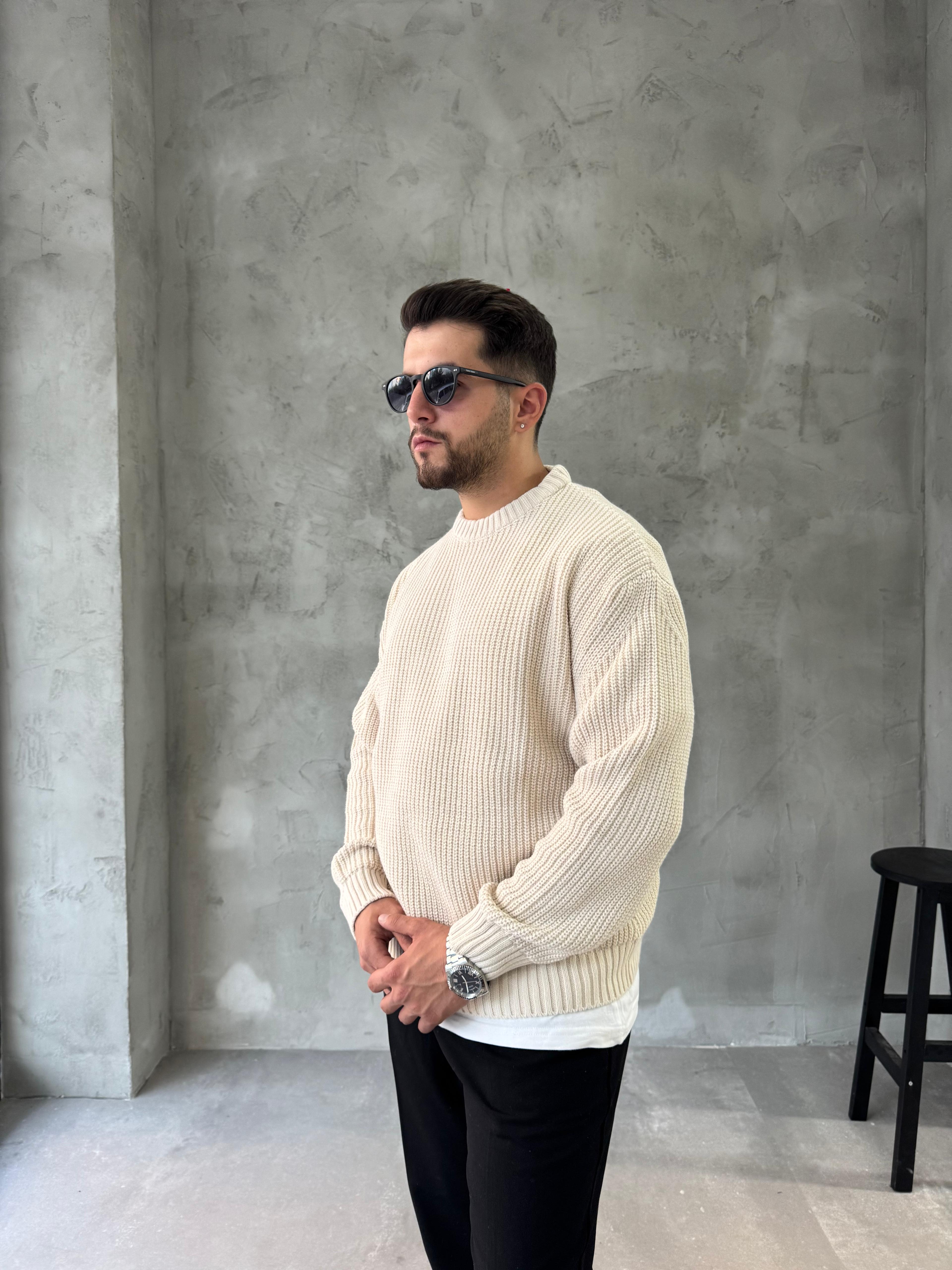 Ekru Basic Triko Kazak