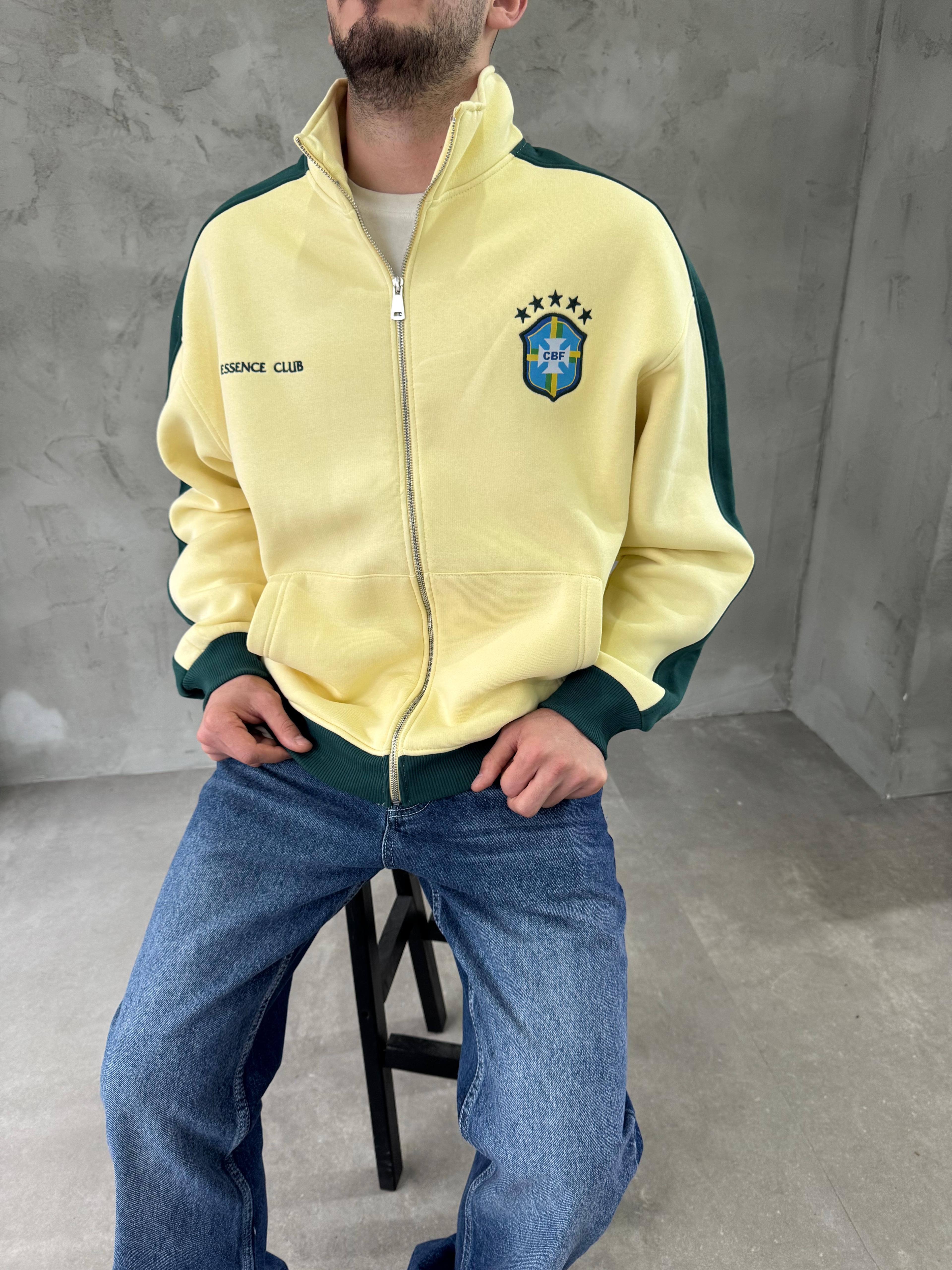 Retro Brasil Fermuarlı Oversize Sweatshirt