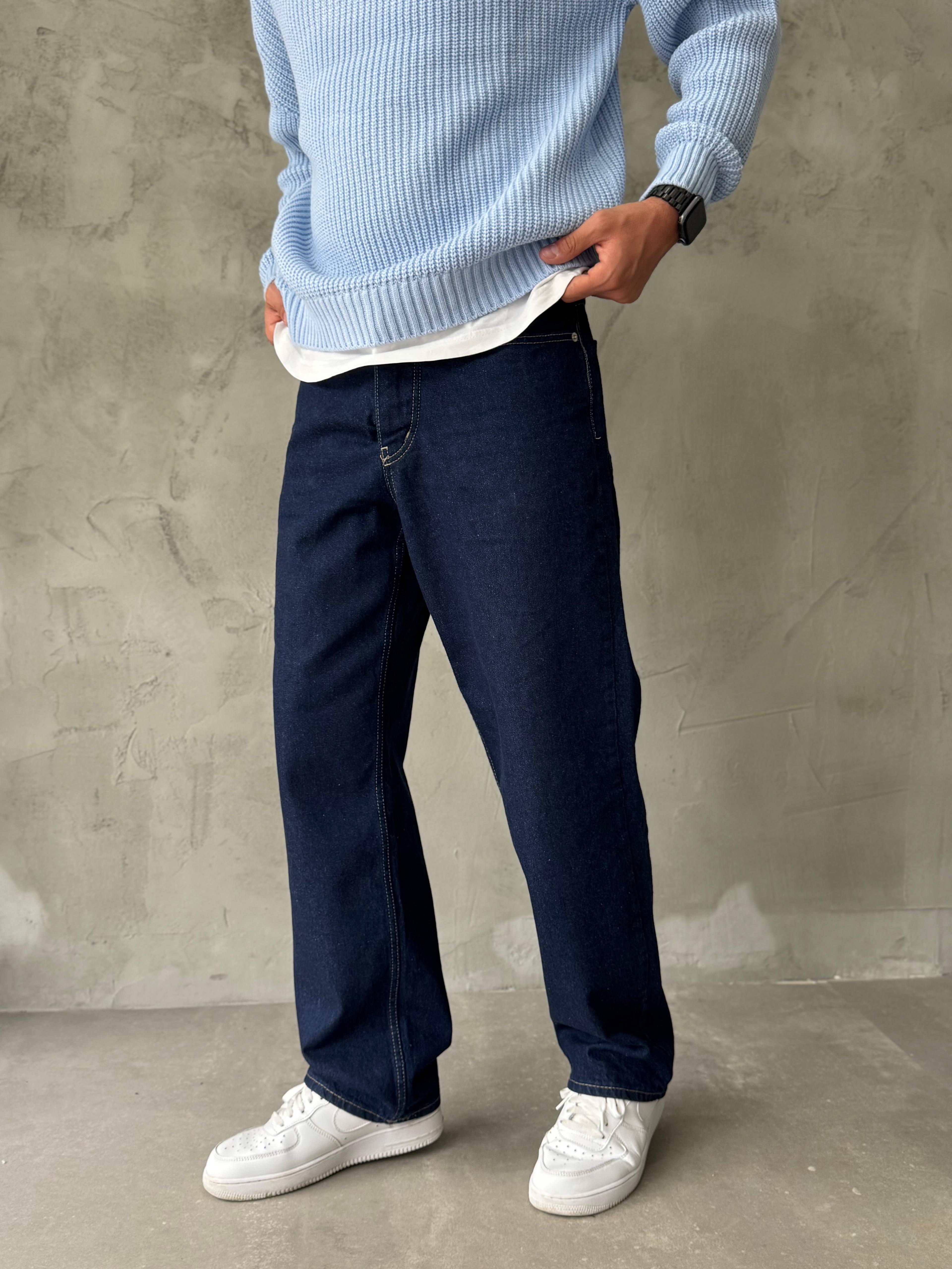 Lacivert Basic Premium Baggy Jean