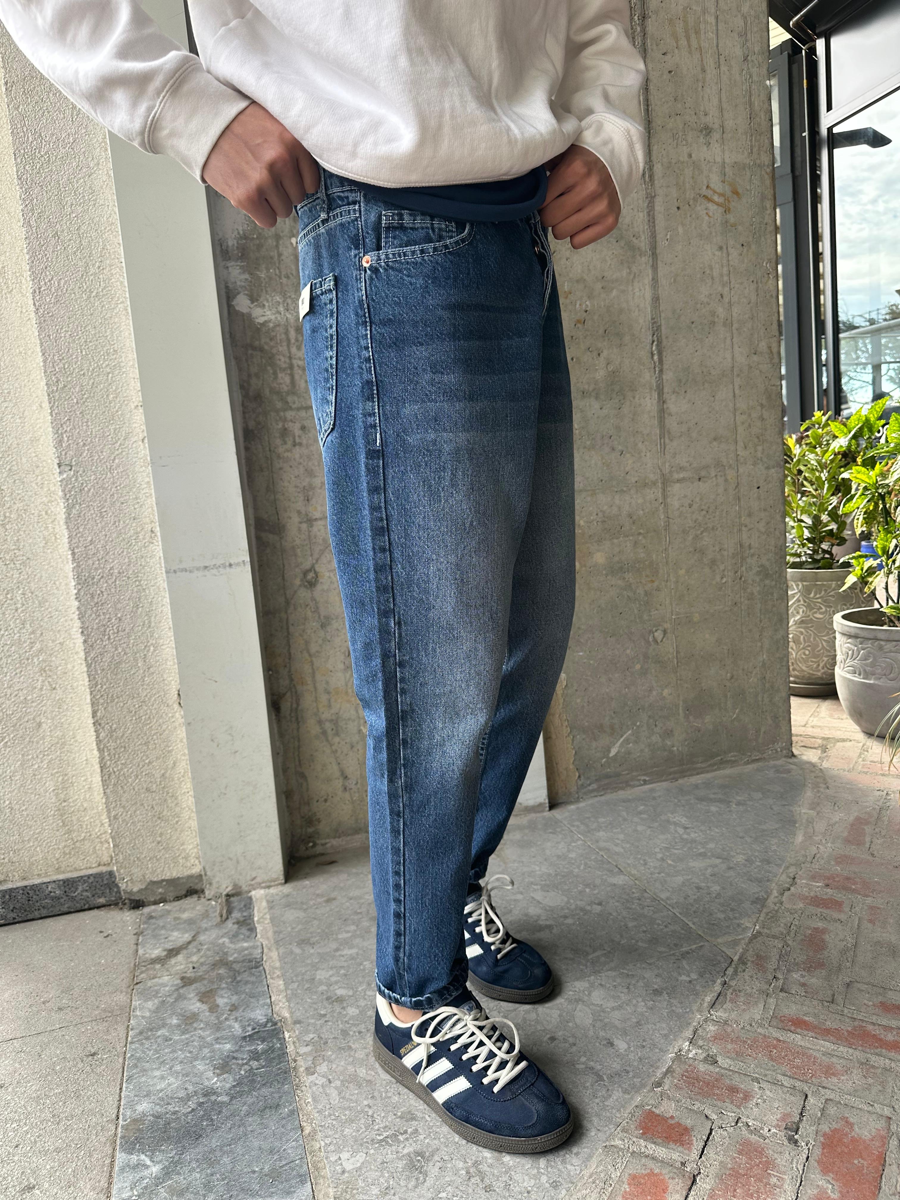 MAVİ EFEKTLİ BOYFRİEN JEAN - MAVİ