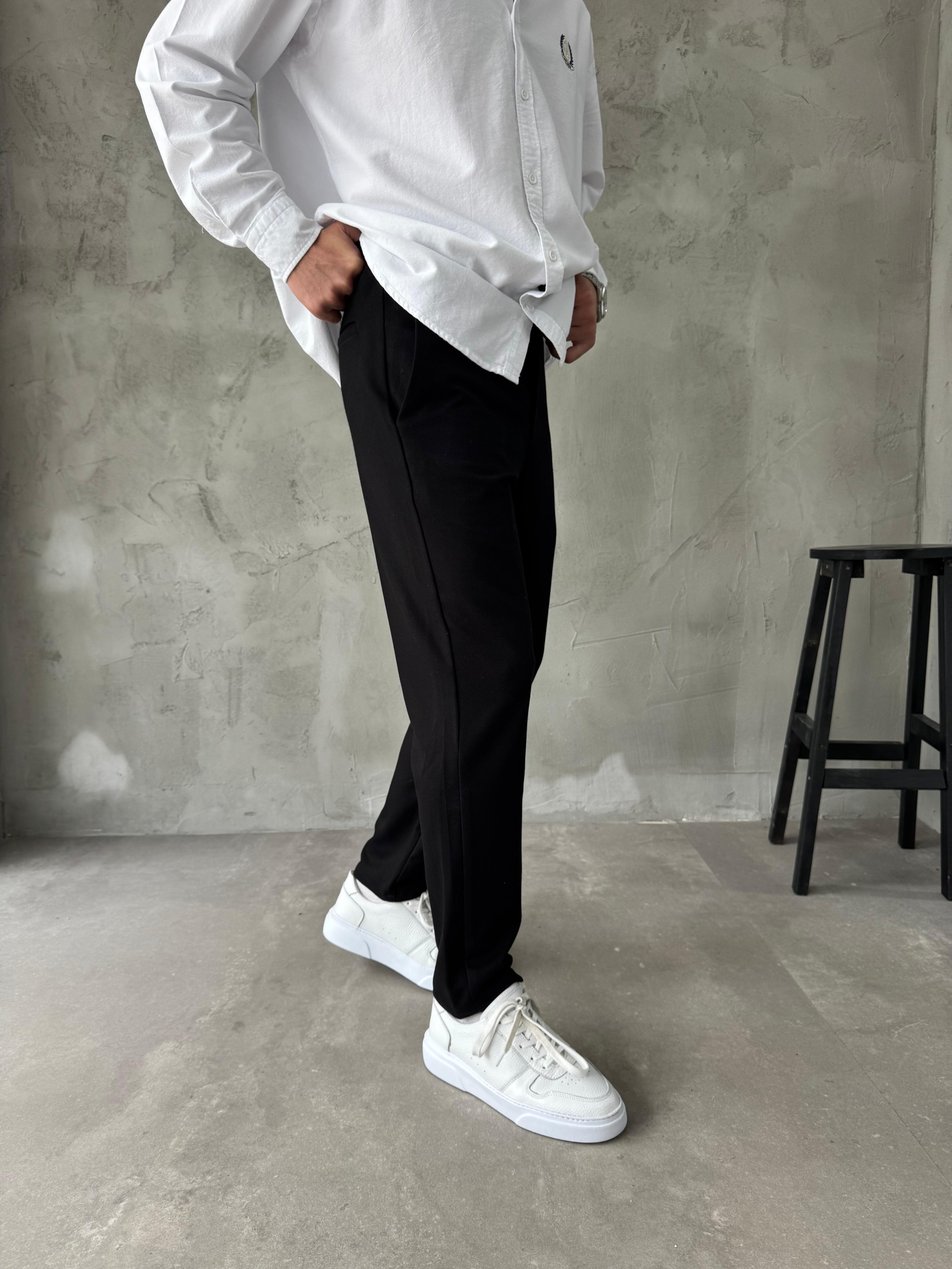 Giesto Siyah Gabardin Kumaş Regular Kalıp Pantolon