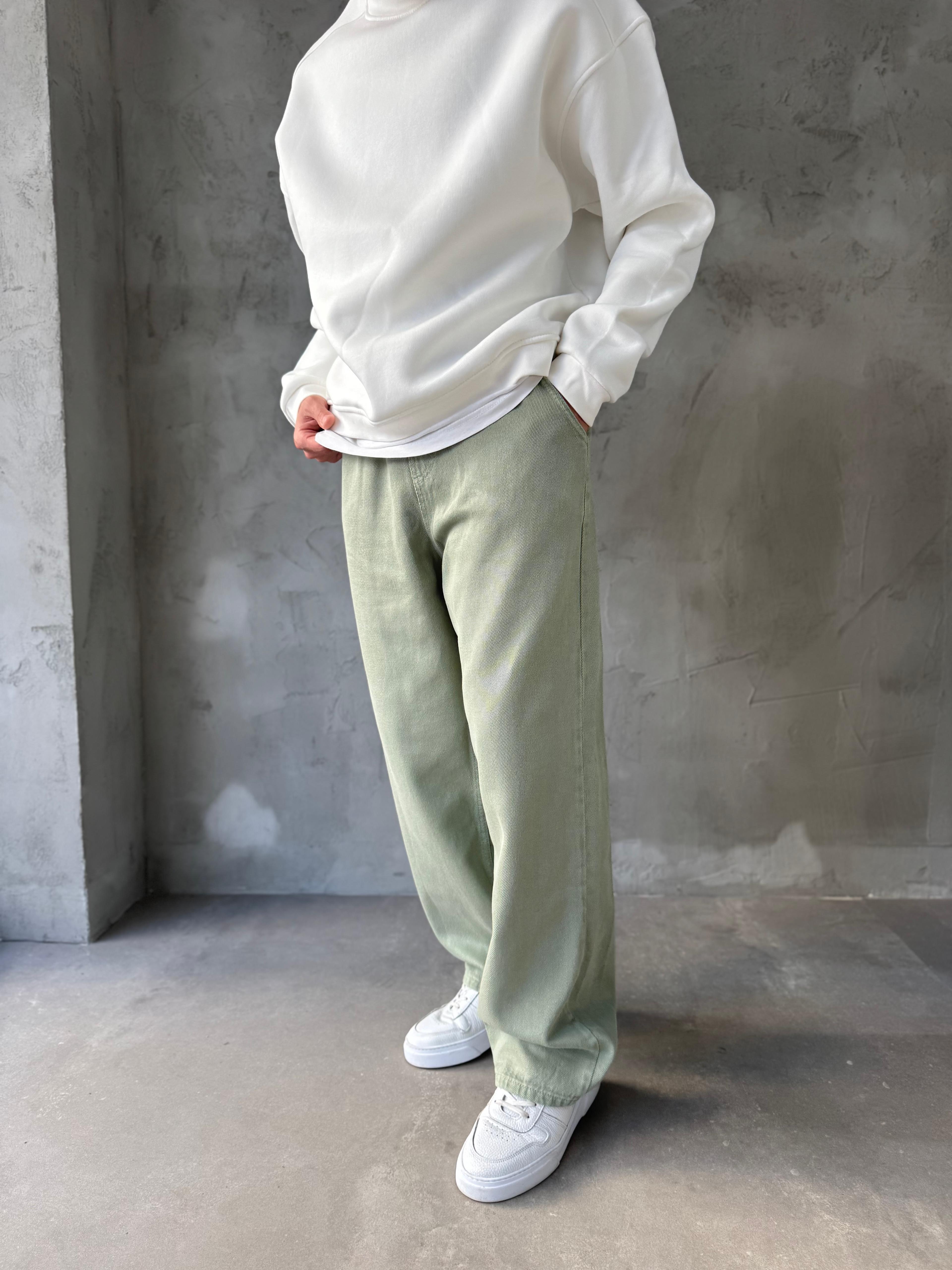 GABARDİN KUMAŞ BAGGY KALIP PANTOLON - HAKİ