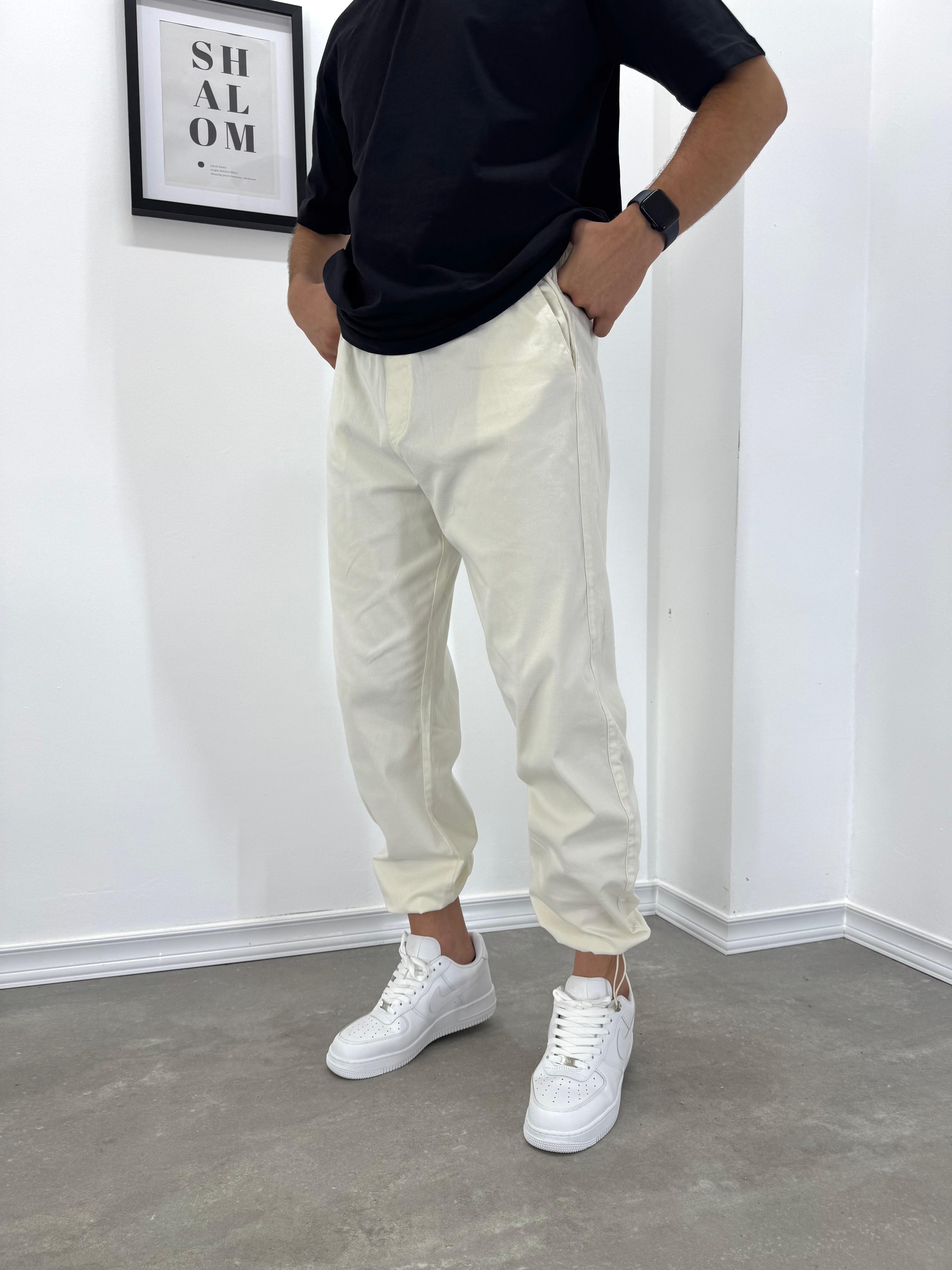 AYARLANABİLİR PAÇA BOL KALIP PANTOLON - EKRU