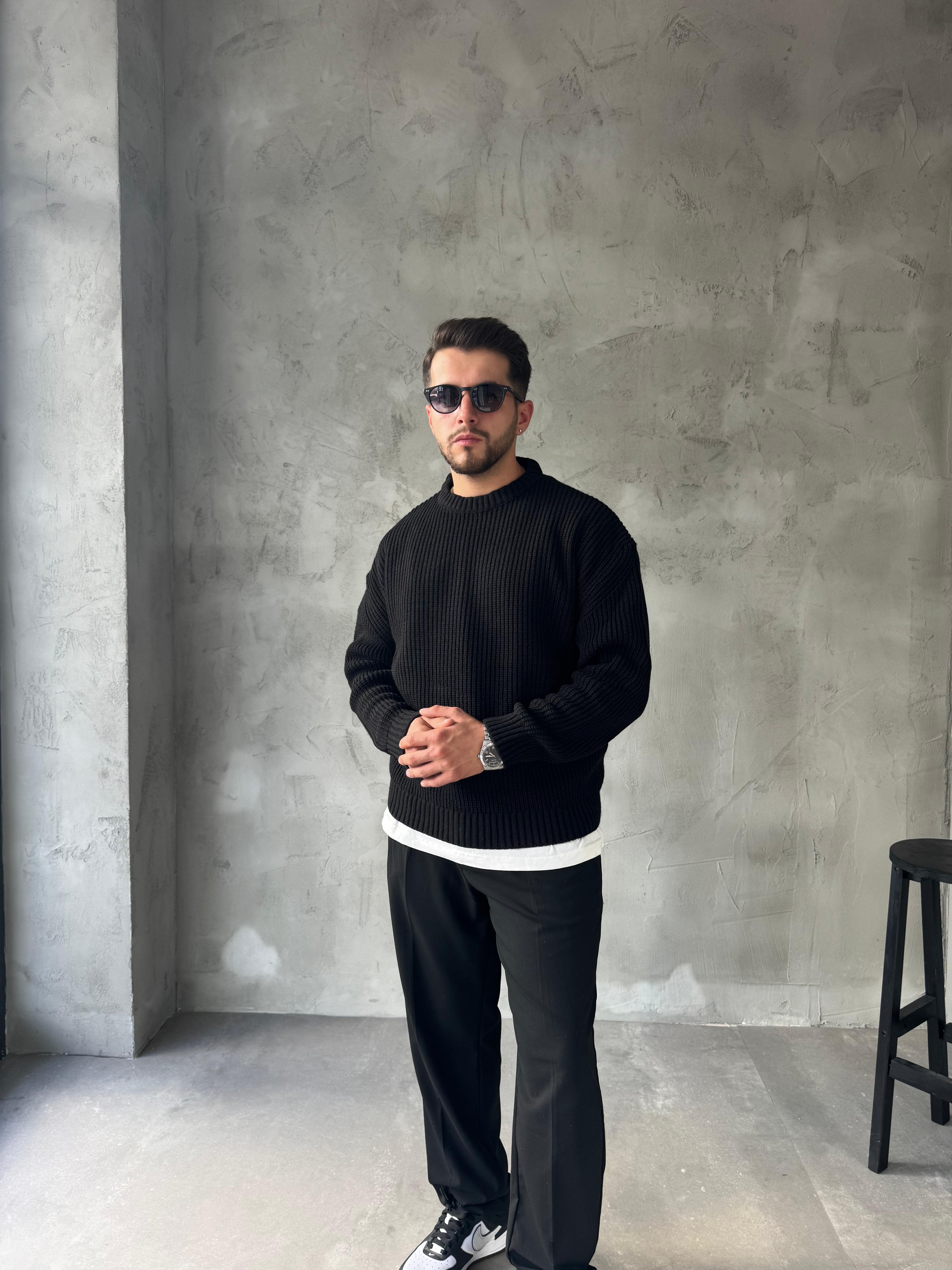 Siyah Basic Triko Kazak