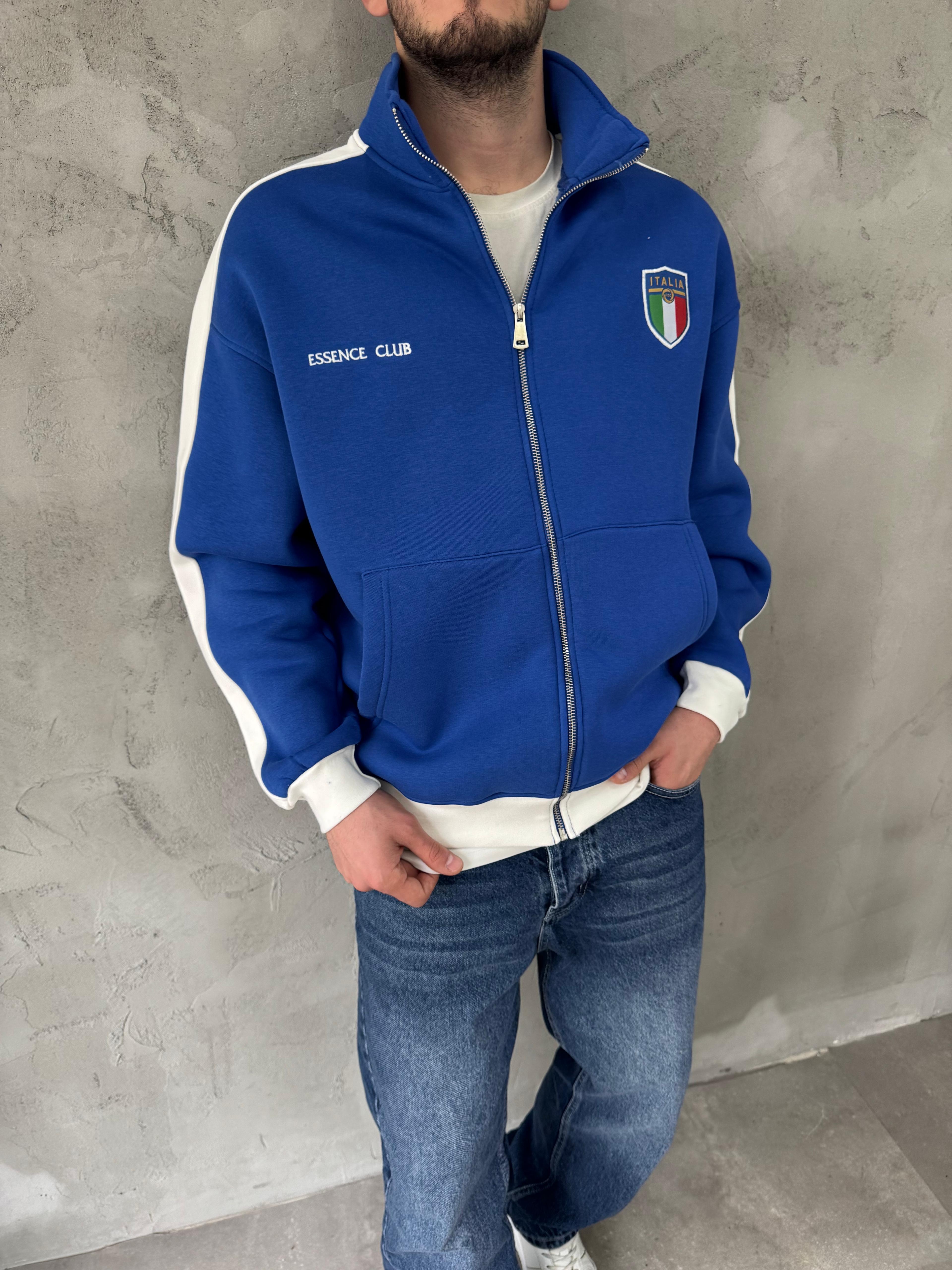 Retro İtalia Fermuarlı Oversize Sweatshirt