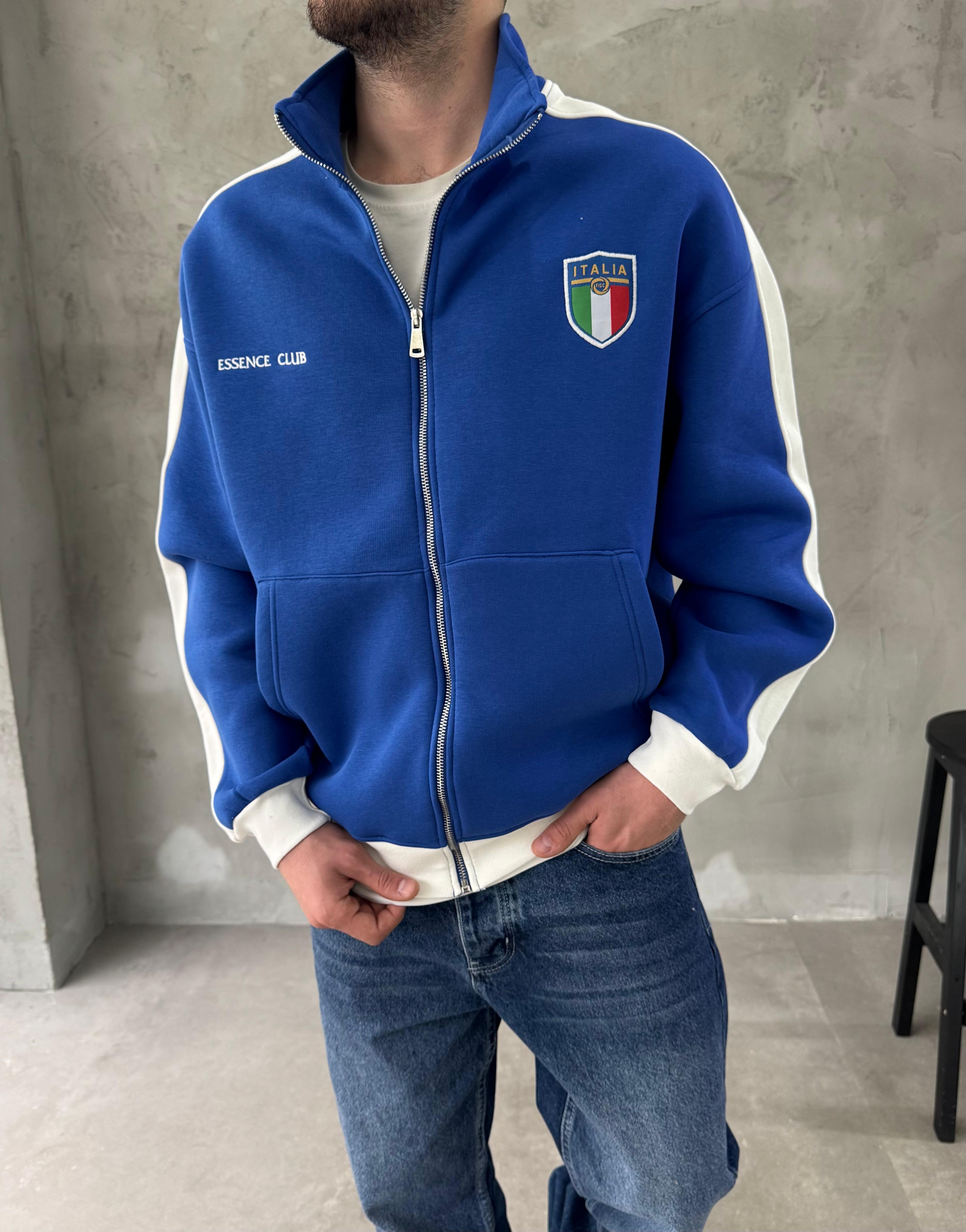 Retro İtalia Fermuarlı Oversize Sweatshirt