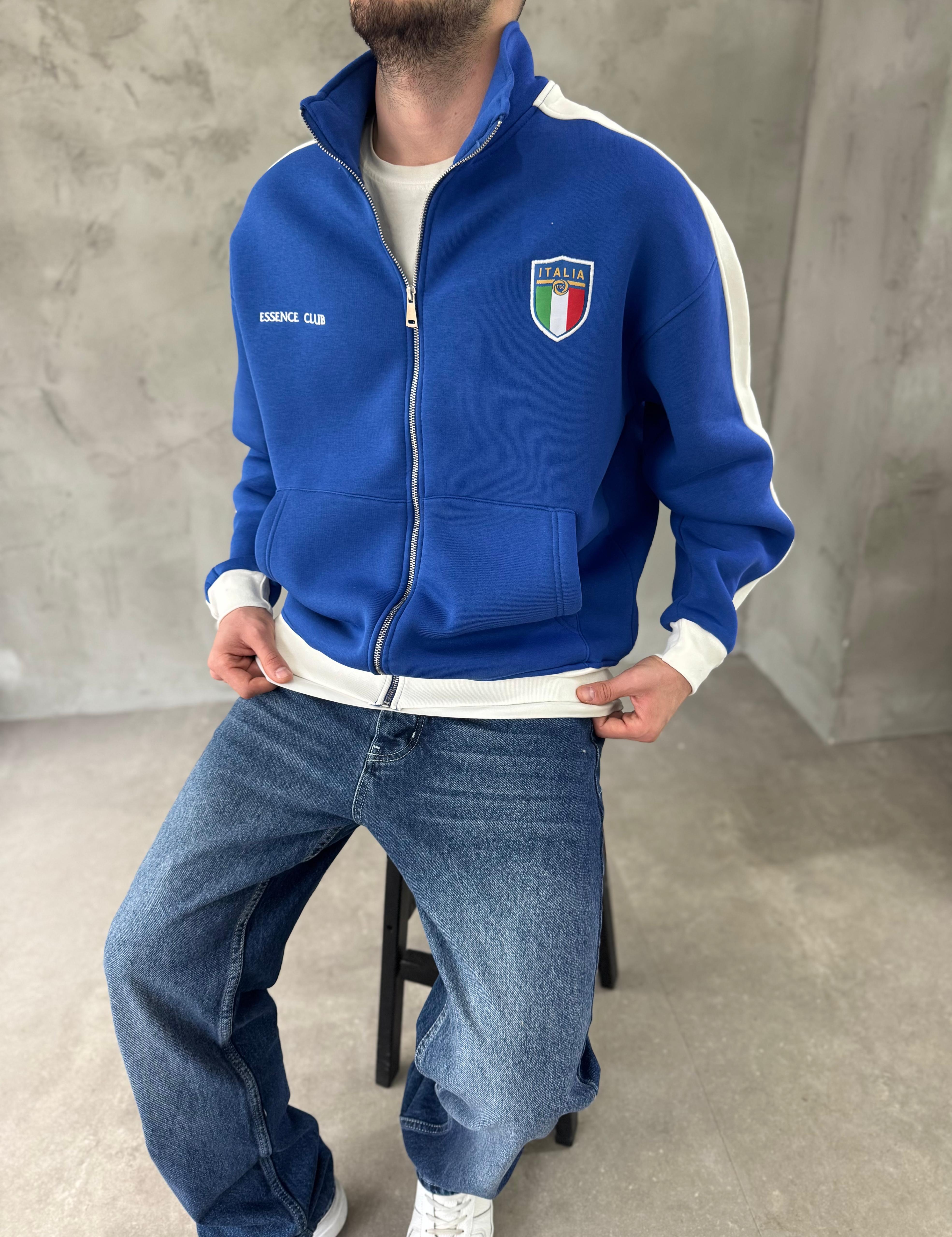 Retro İtalia Fermuarlı Oversize Sweatshirt