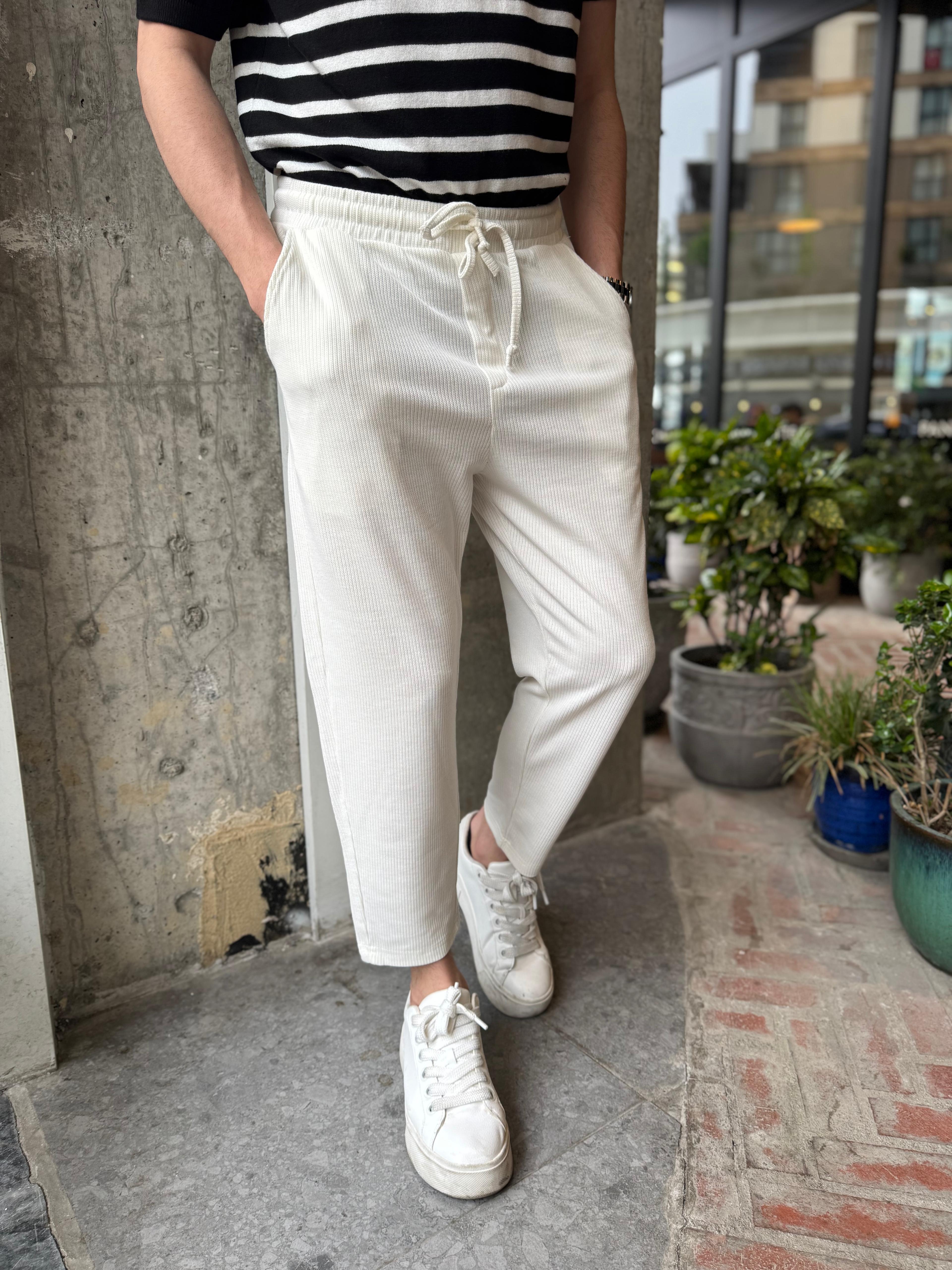 WAFFLE KUMAŞ BOYFRIEND JOGGER - EKRU