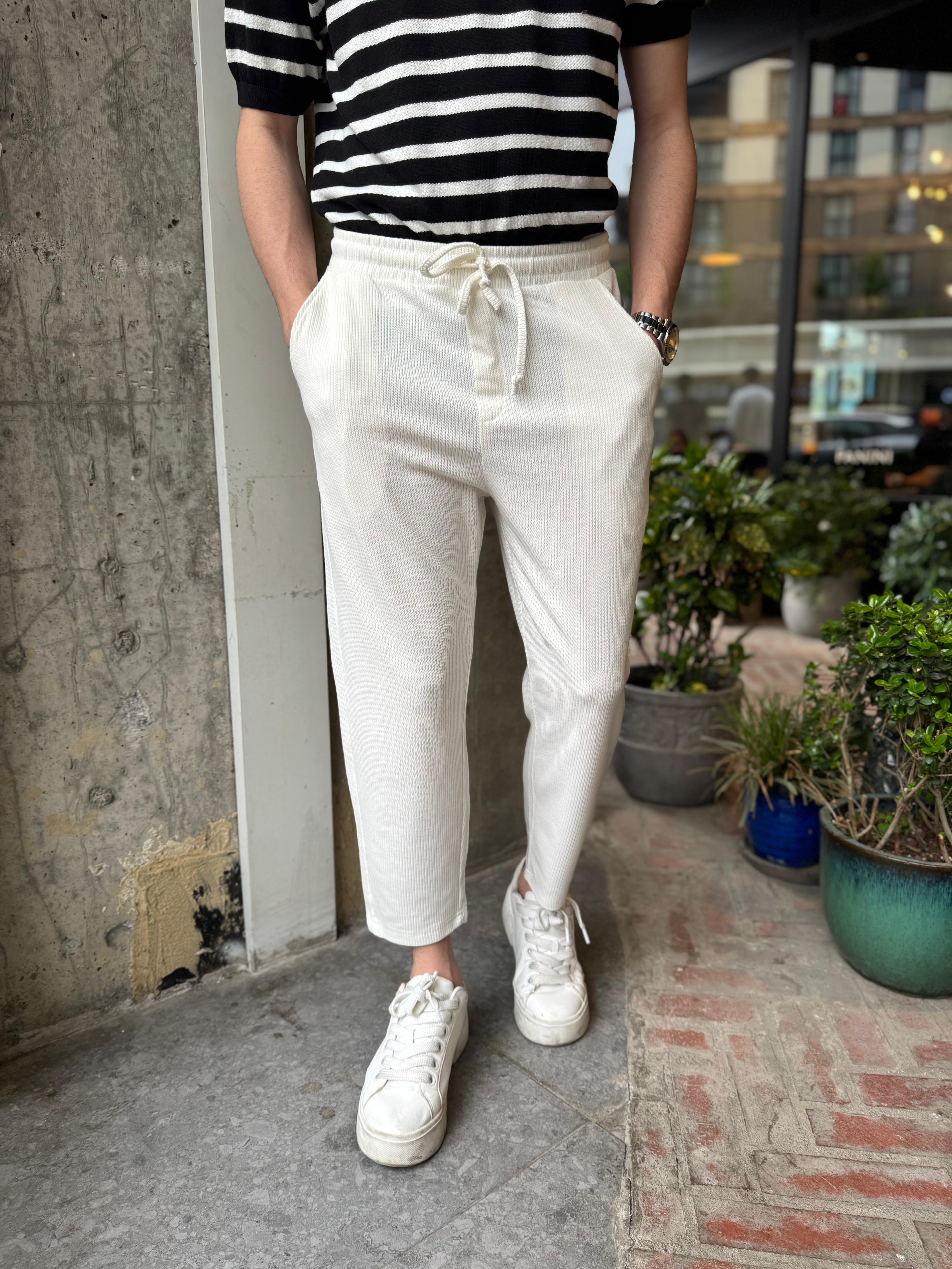 WAFFLE KUMAŞ BOYFRIEND JOGGER - EKRU