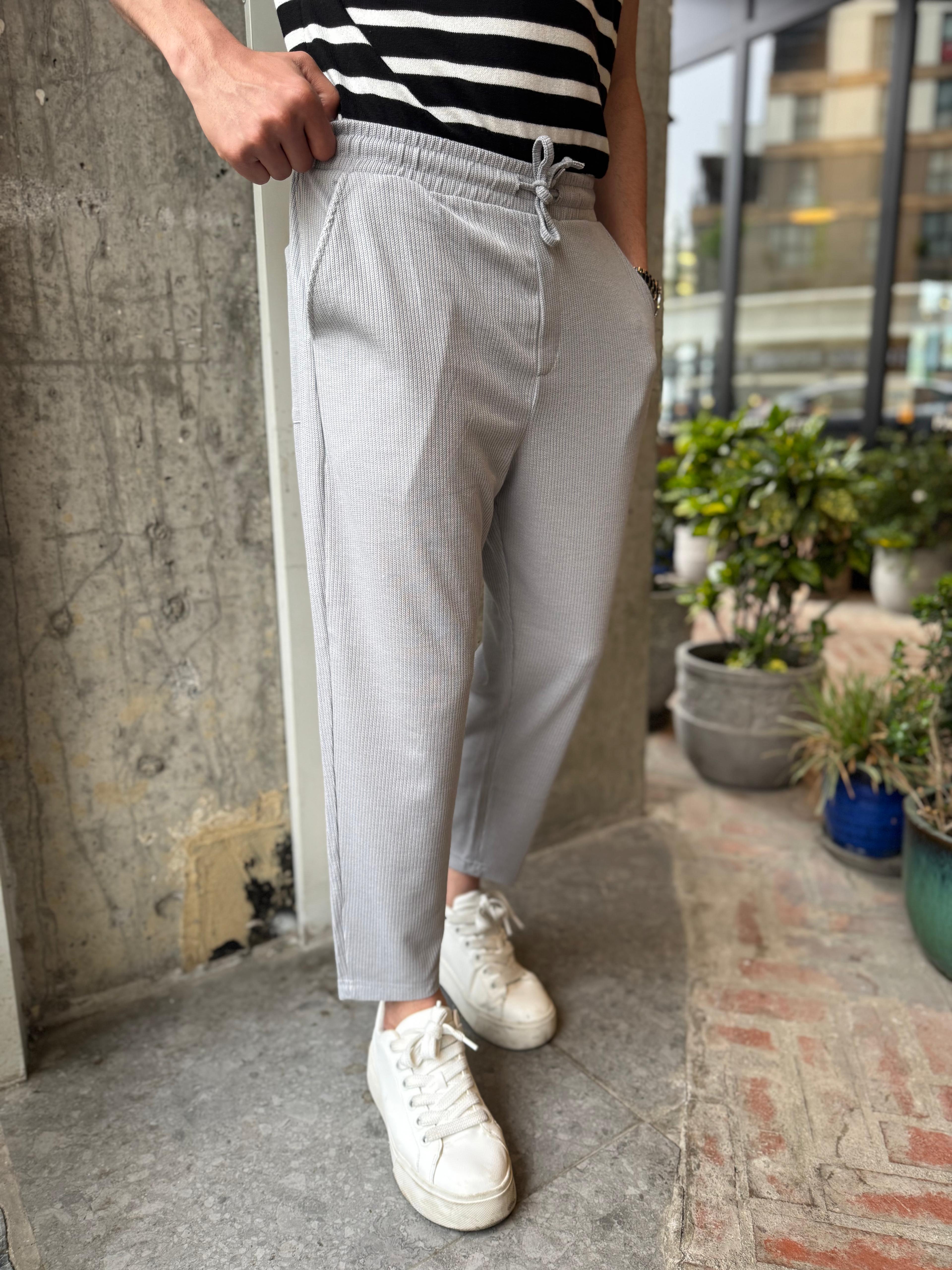 WAFFLE KUMAŞ BOYFRIEND JOGGER - TAŞ