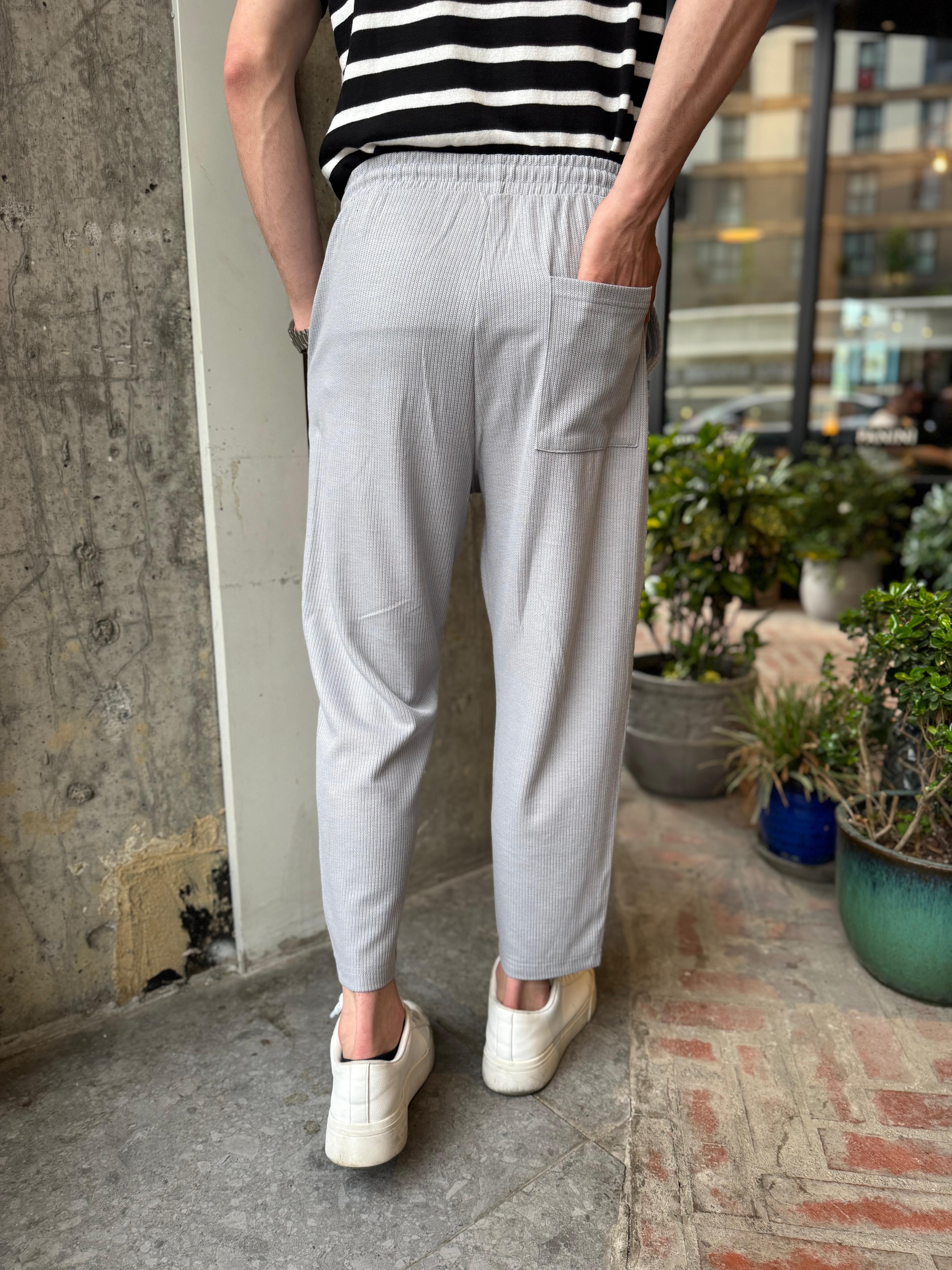 WAFFLE KUMAŞ BOYFRIEND JOGGER - TAŞ