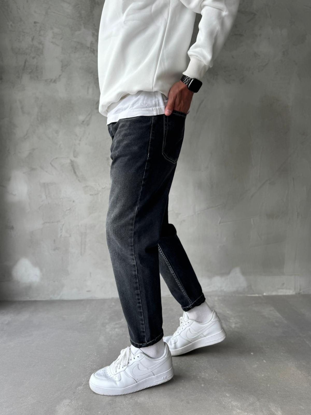 Antrasit Dikiş Detaylı Boyfriend Jean