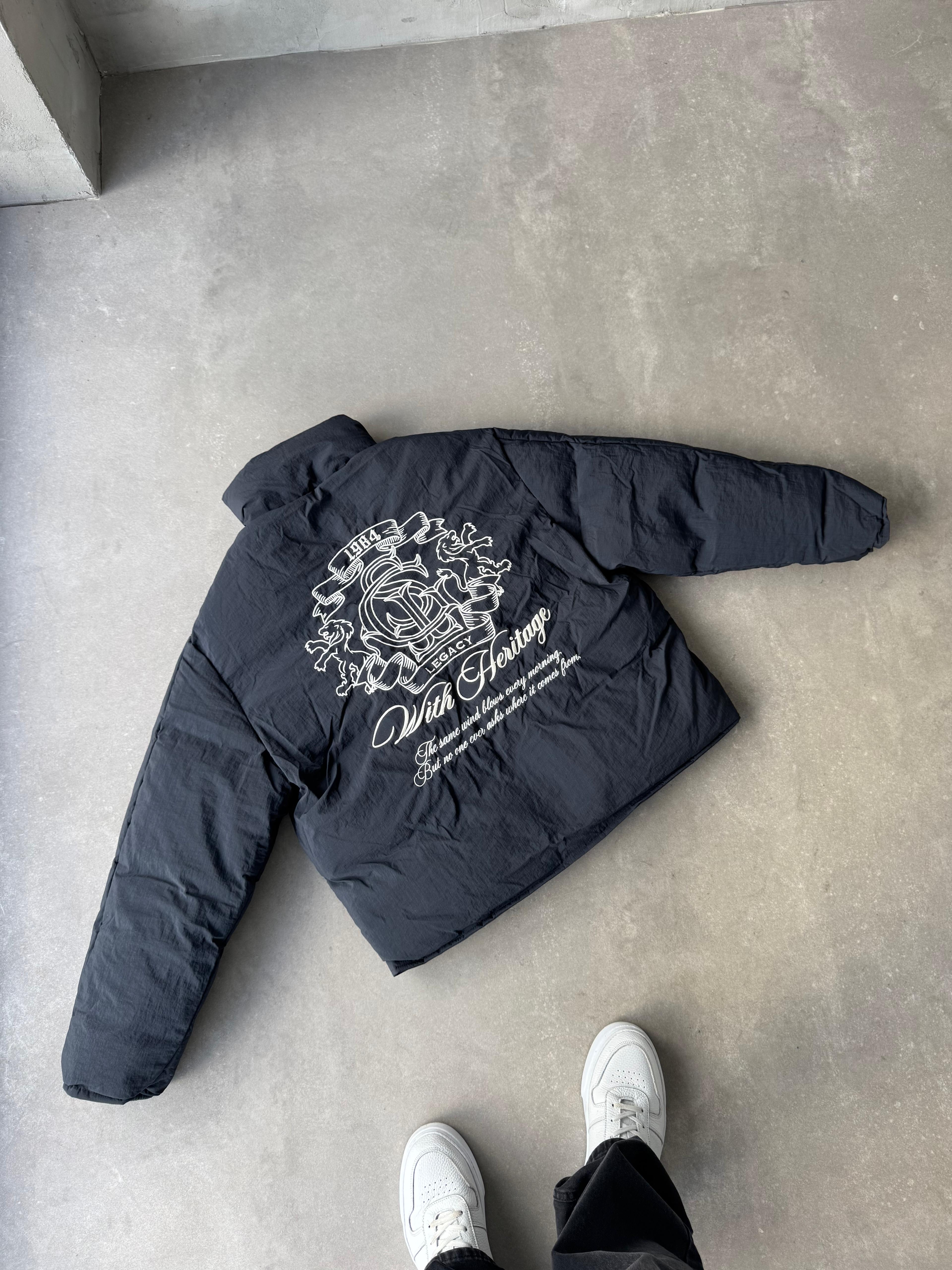 Giesto Siyah Heritage Nakışlı Şişme Mont 