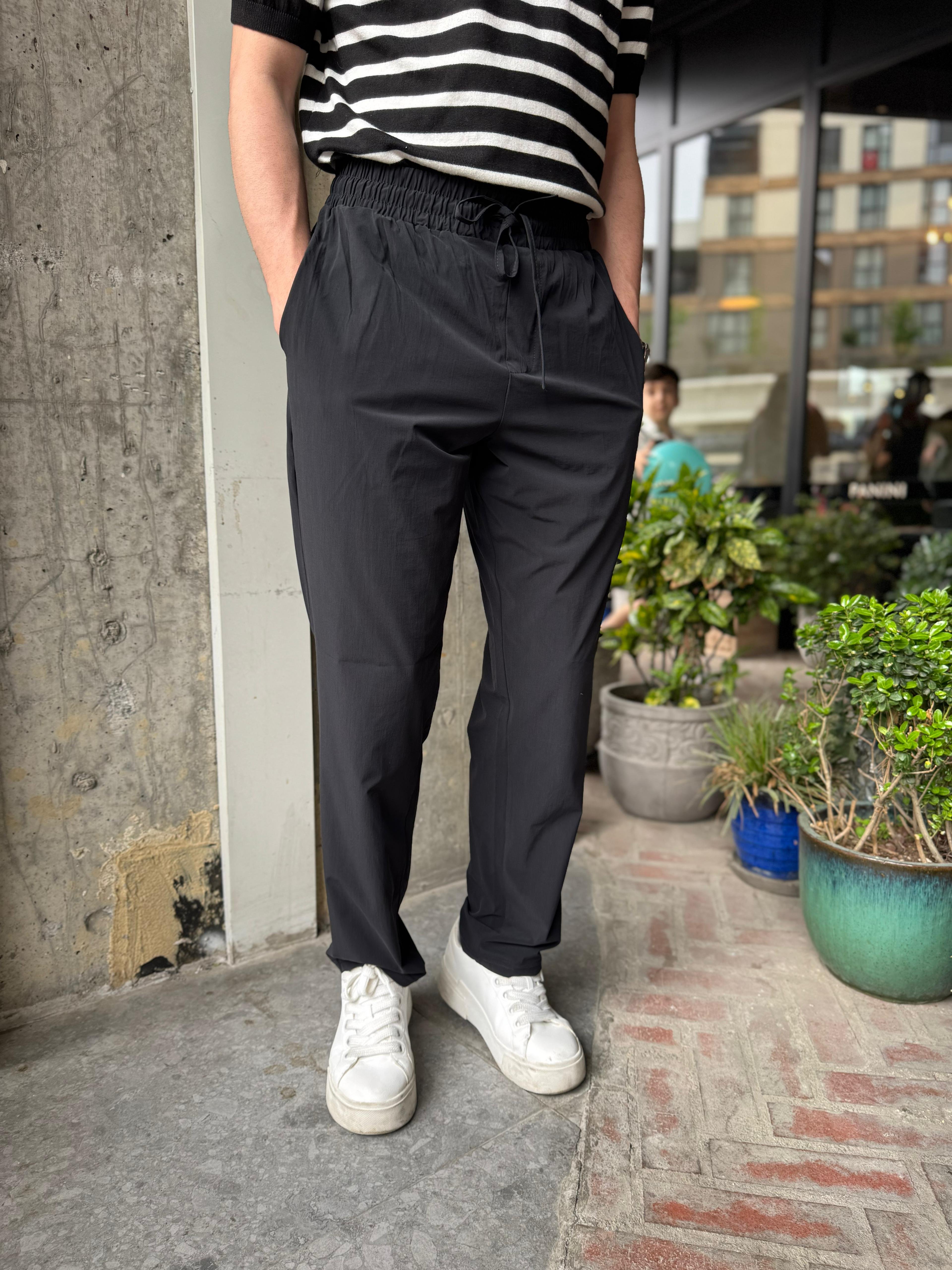 PARAŞÜT KUMAŞ İNCE JOGGER  - SİYAH