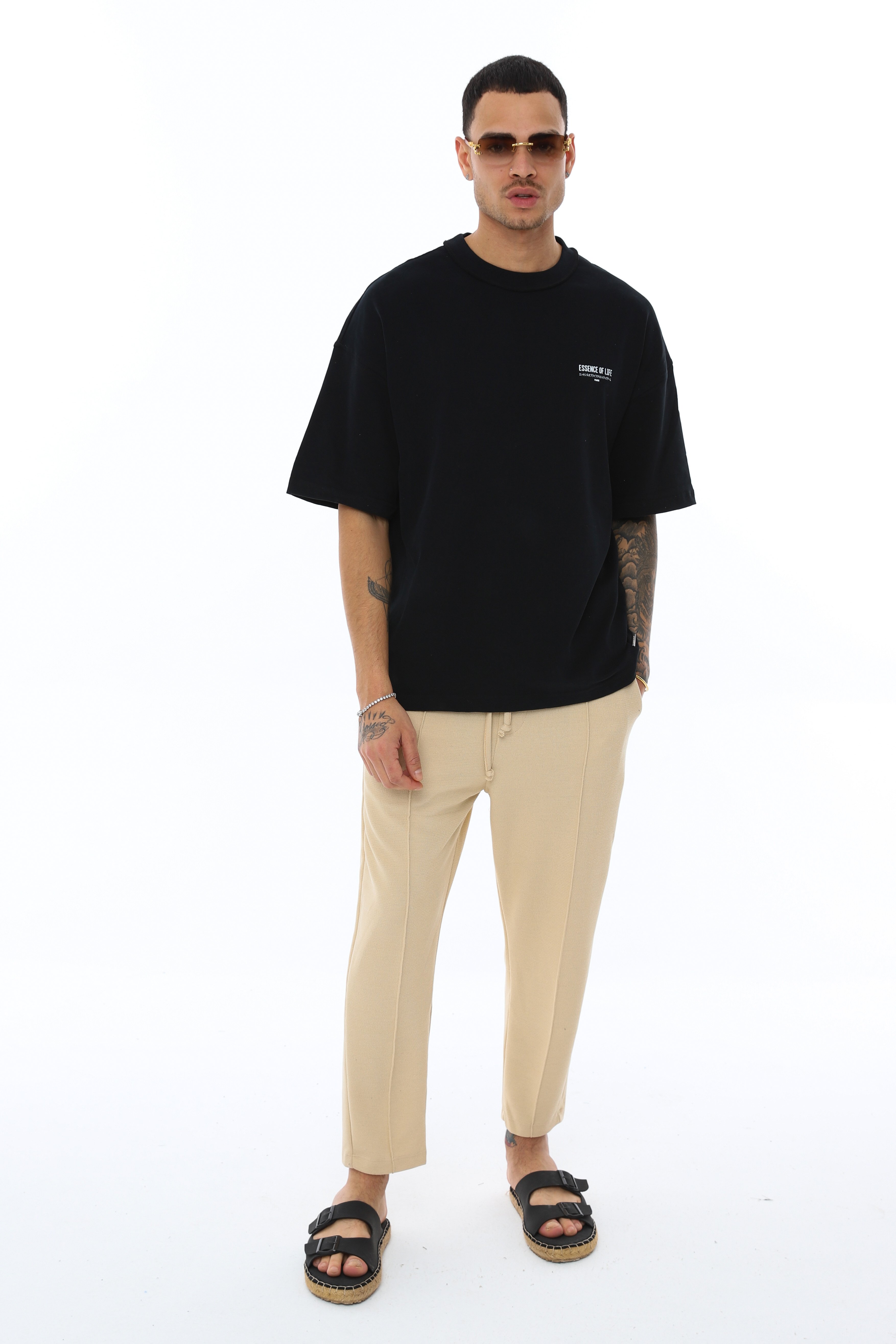 OVERSIZE BASKILI T-SHIRT - SİYAH