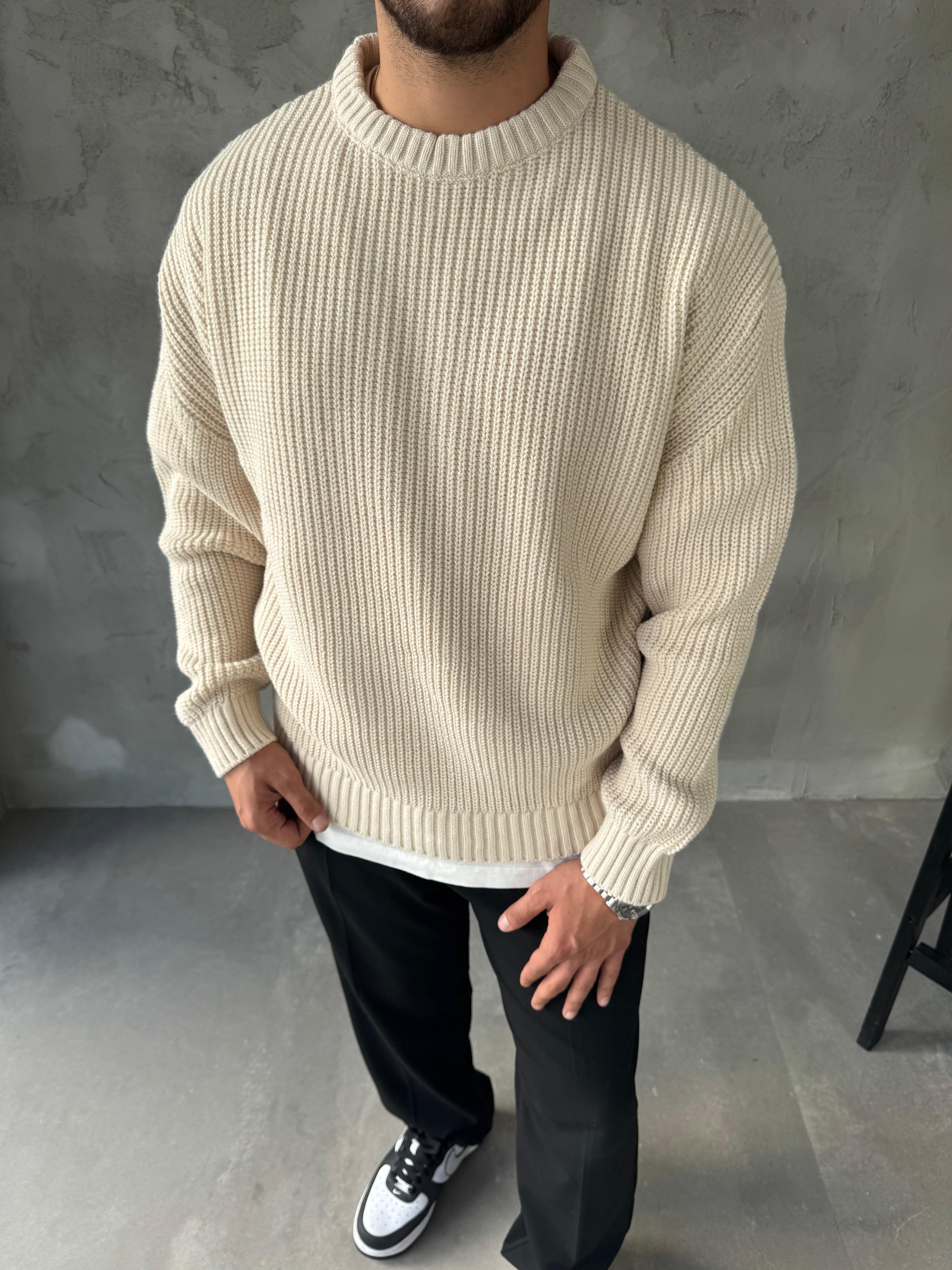 Ekru Basic Triko Kazak