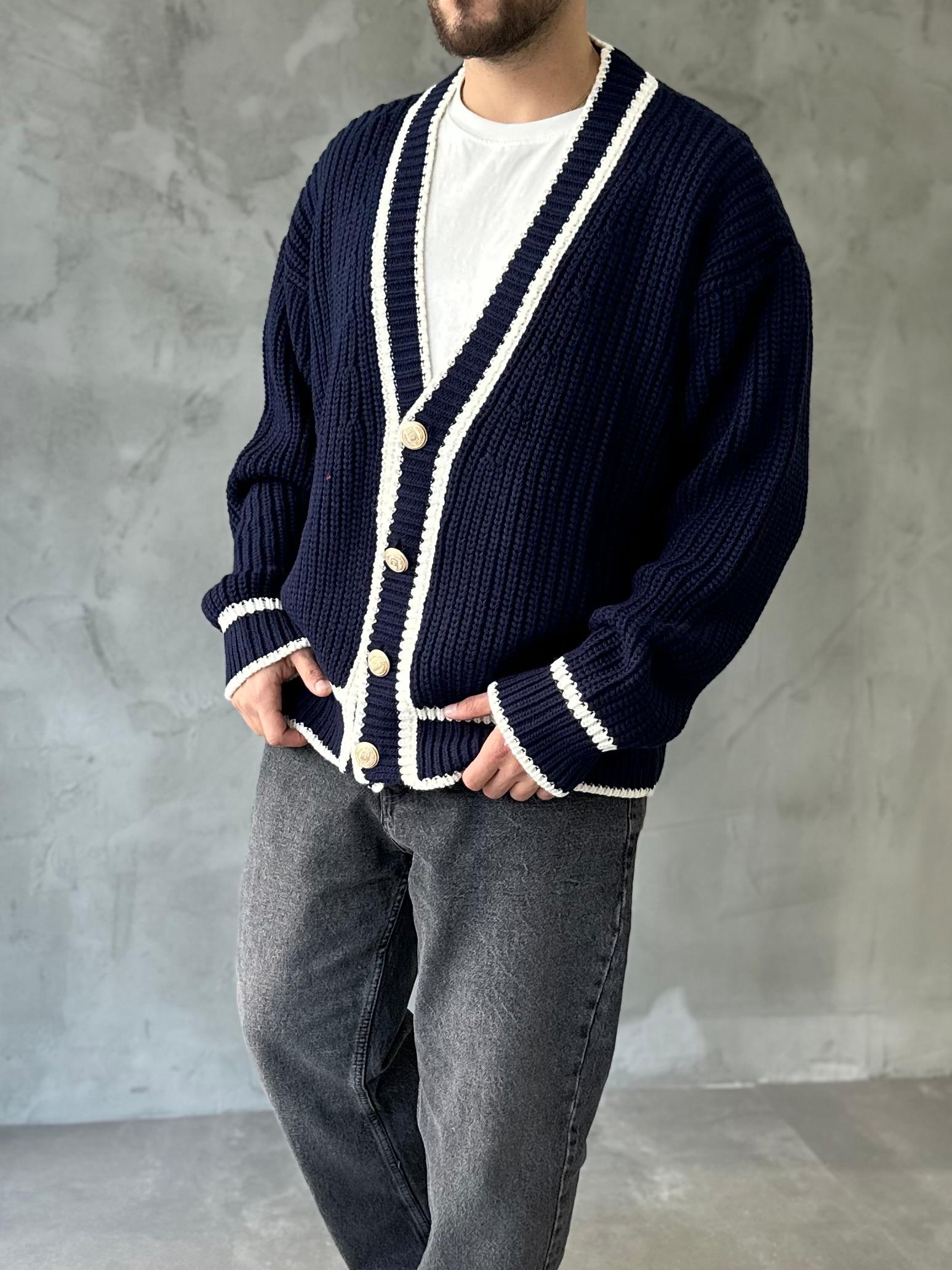 Giesto Özel Seri Old Money Lacivert Örme Hırka