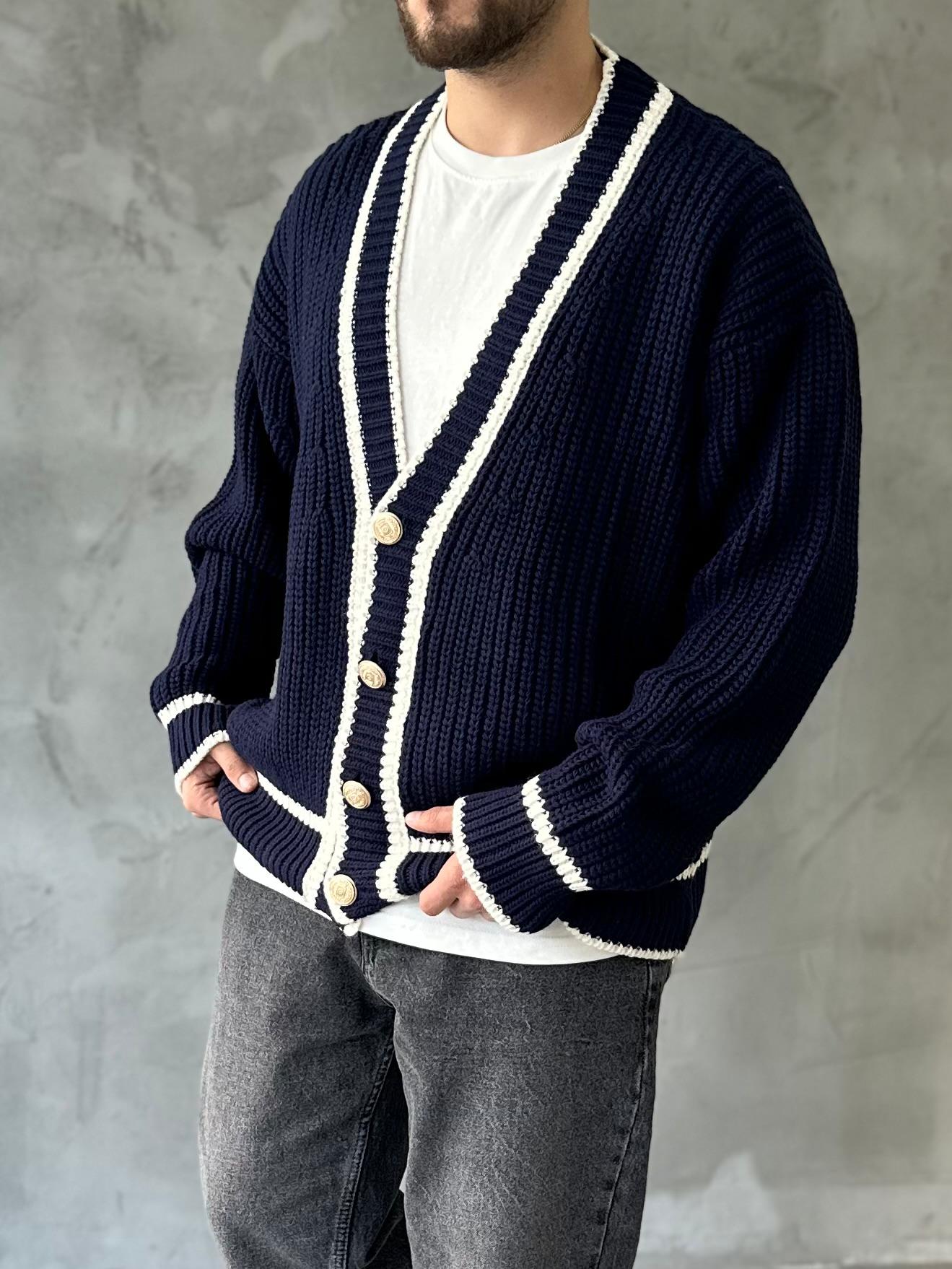 Giesto Özel Seri Old Money Lacivert Örme Hırka