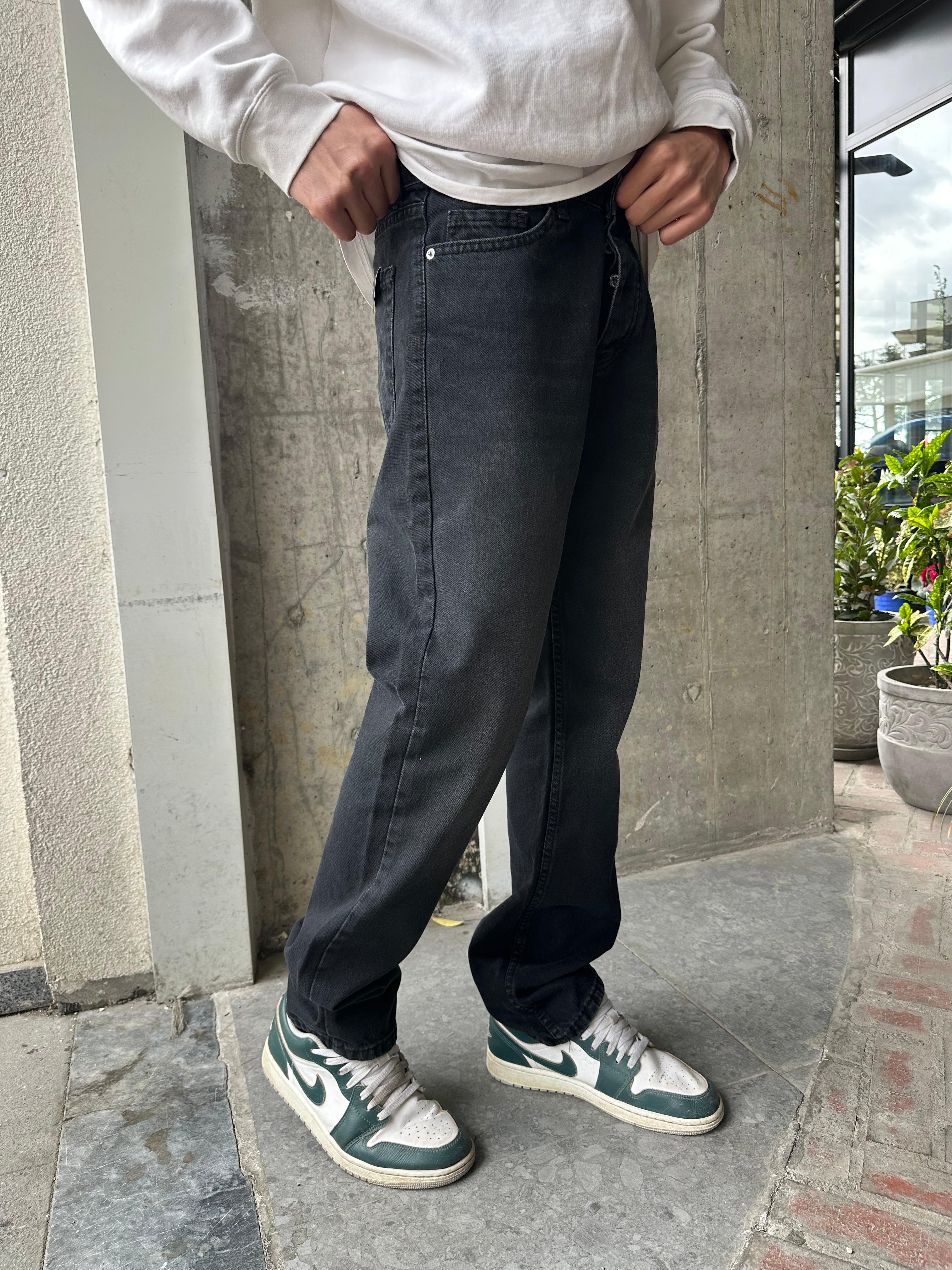 ANTRASİT TAŞLANMIŞ PREMİUM BAGGY KALIP JEAN