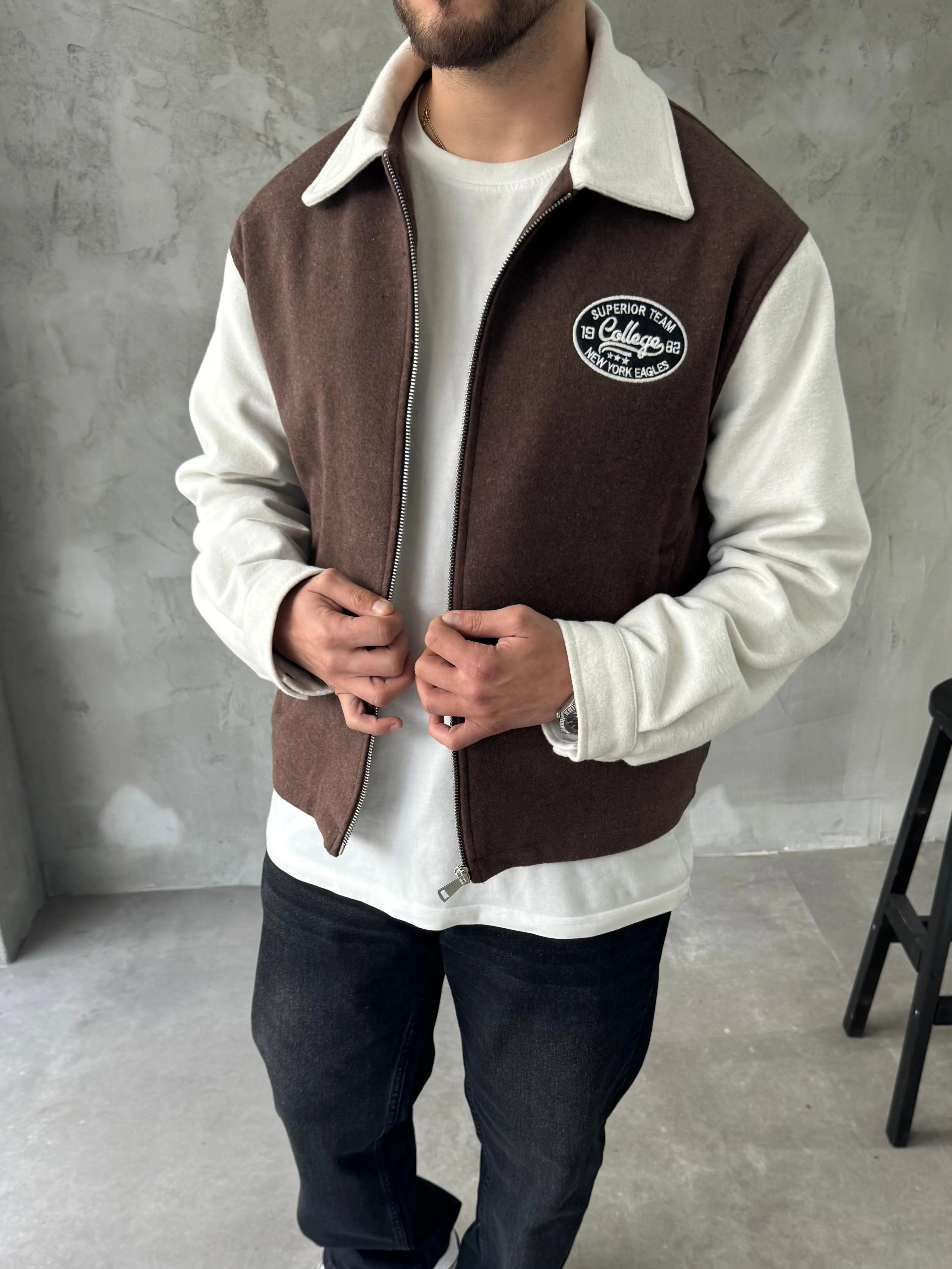 Kahve Oversize Kolej Ceket