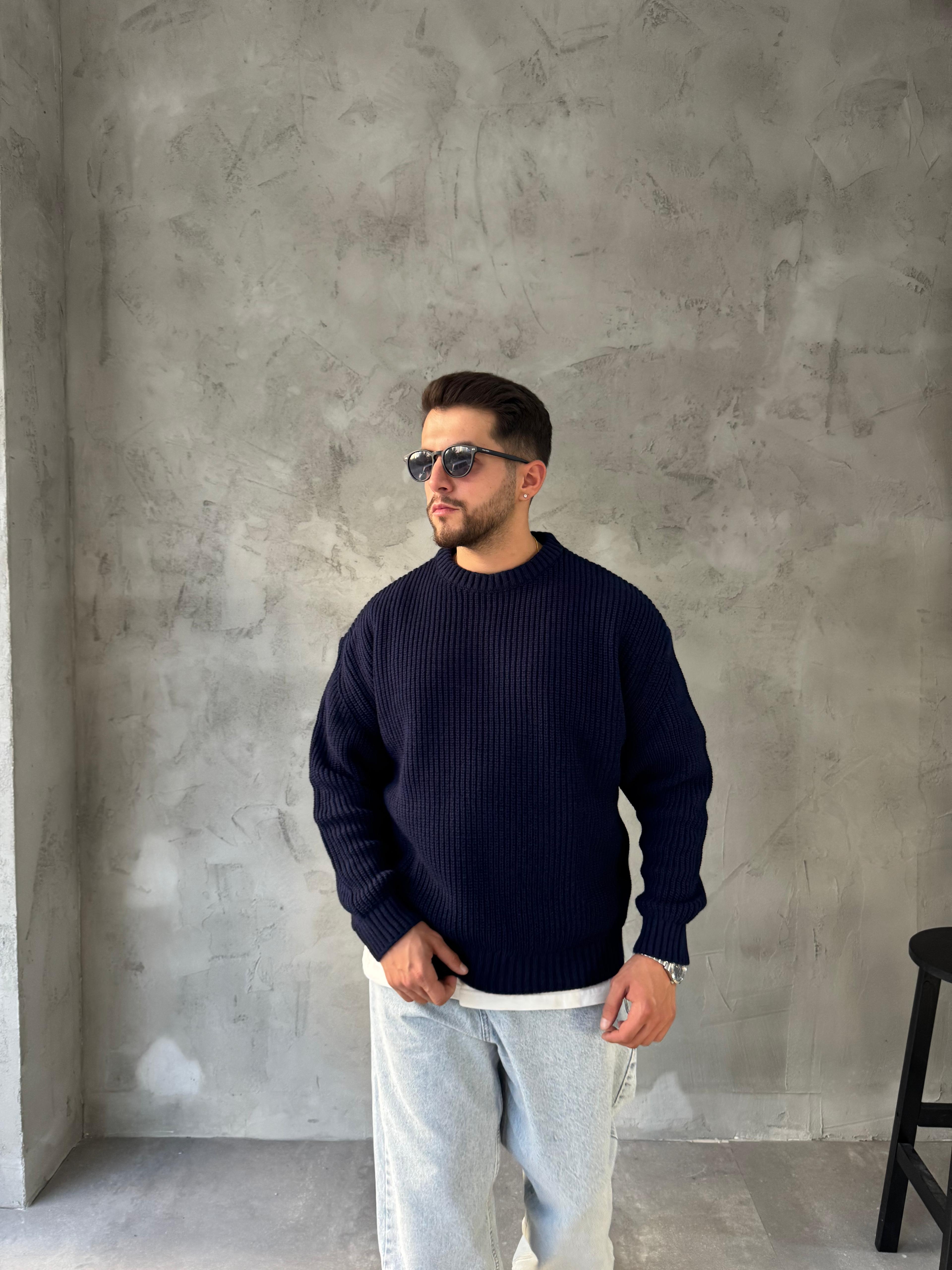 Lacivert Basic Triko Kazak