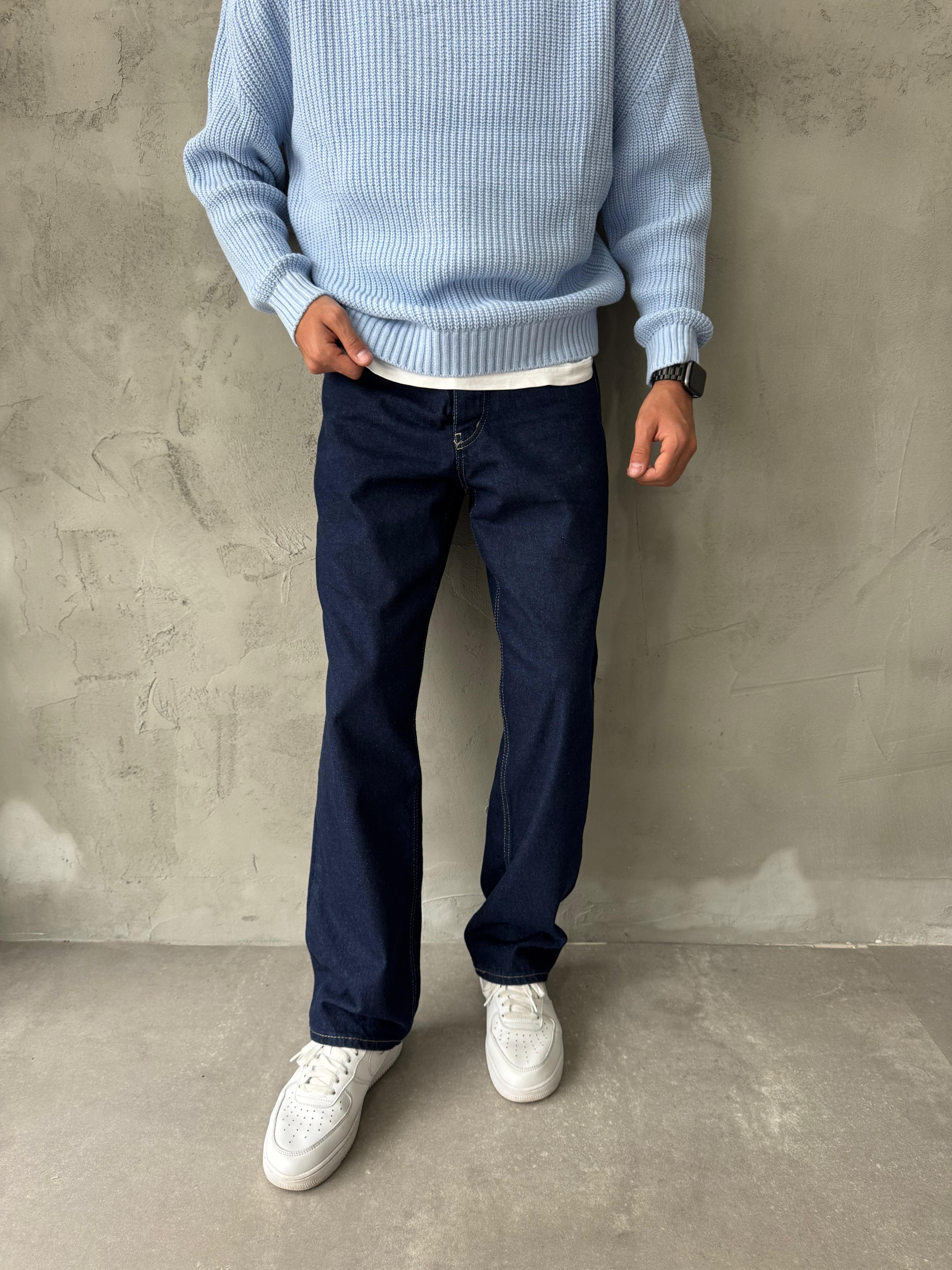 Lacivert Basic Premium Baggy Jean